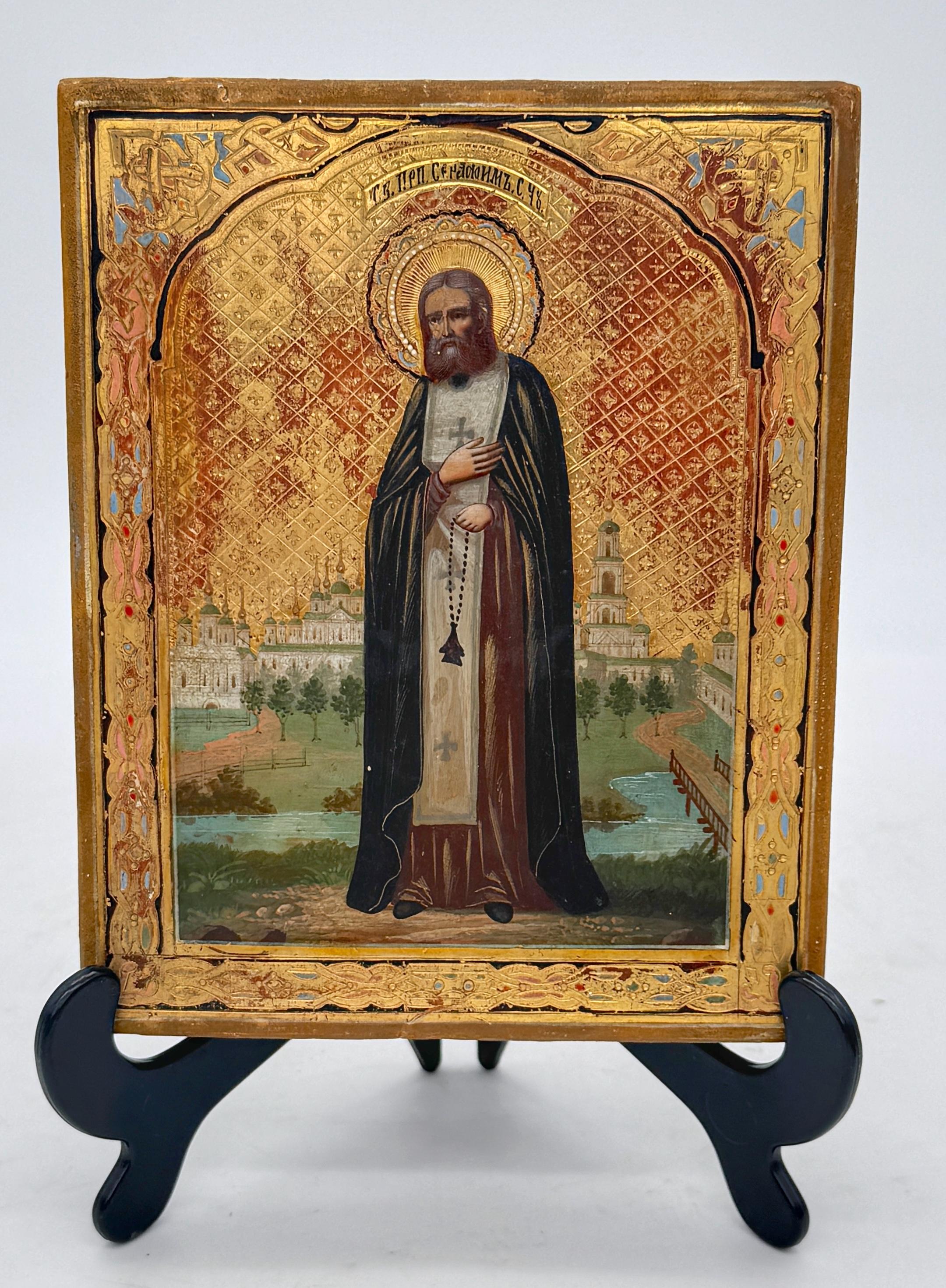 19th C Russian Orthodox Icon Saint Venerable Seraphim of Sarov, Wonderworker.