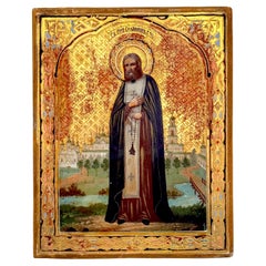 19th C Russian Orthodox Icon Saint Venerable Seraphim of Sarov, Wonderworker."