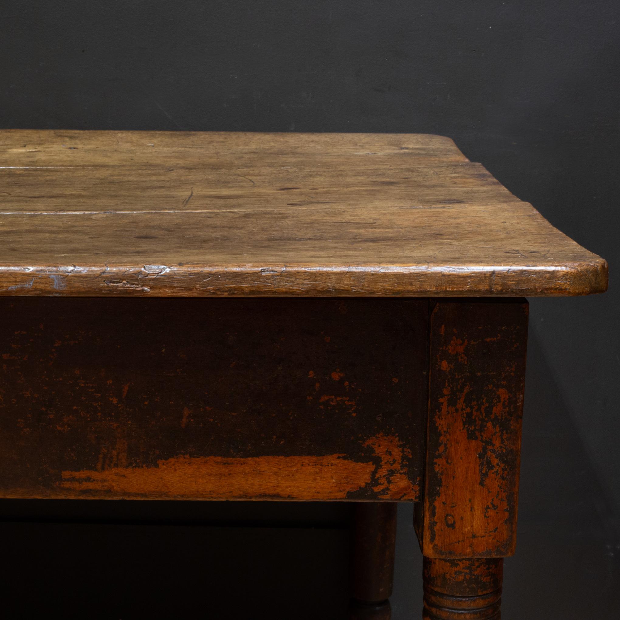 19th c. Rustic Farmhouse Table with Large Drawer c.1820-1880 For Sale 5
