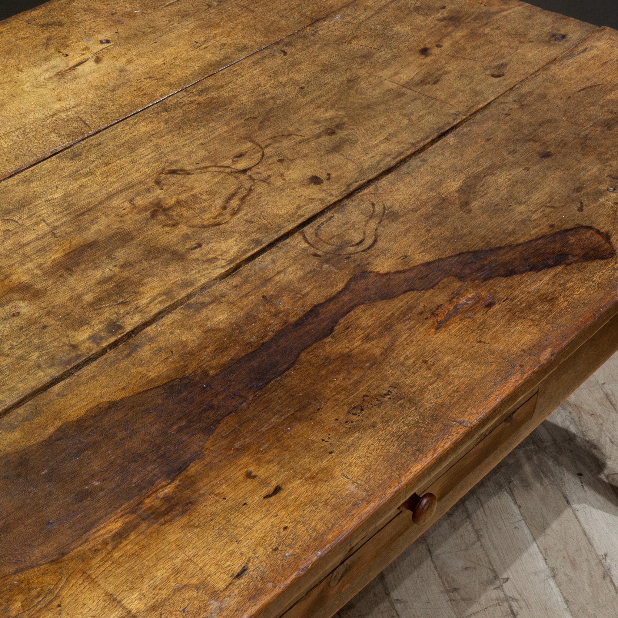 19th c. Rustic Farmhouse Table with Large Drawer c.1820-1880 For Sale 7