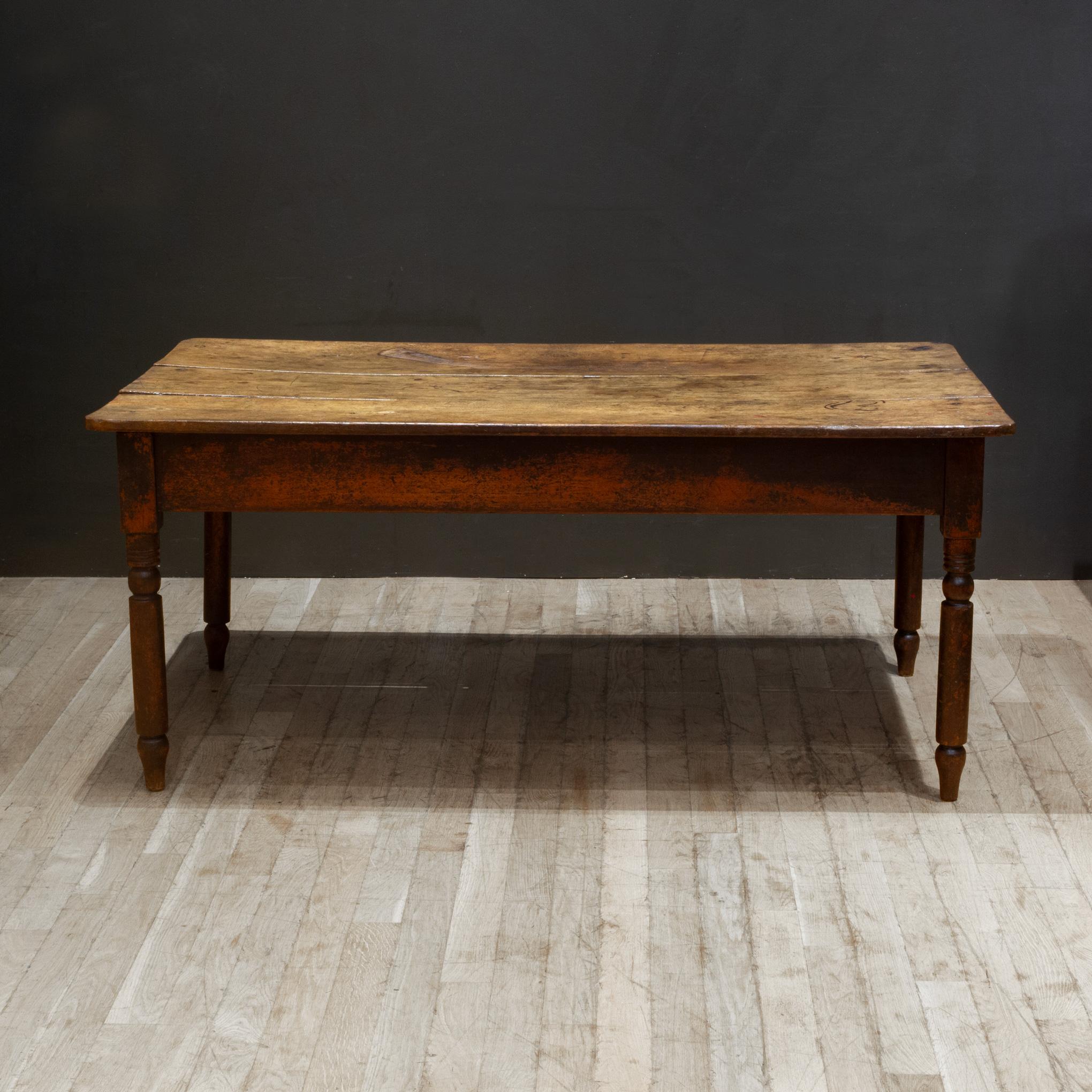 19th c. Rustic Farmhouse Table with Large Drawer c.1820-1880 For Sale 10