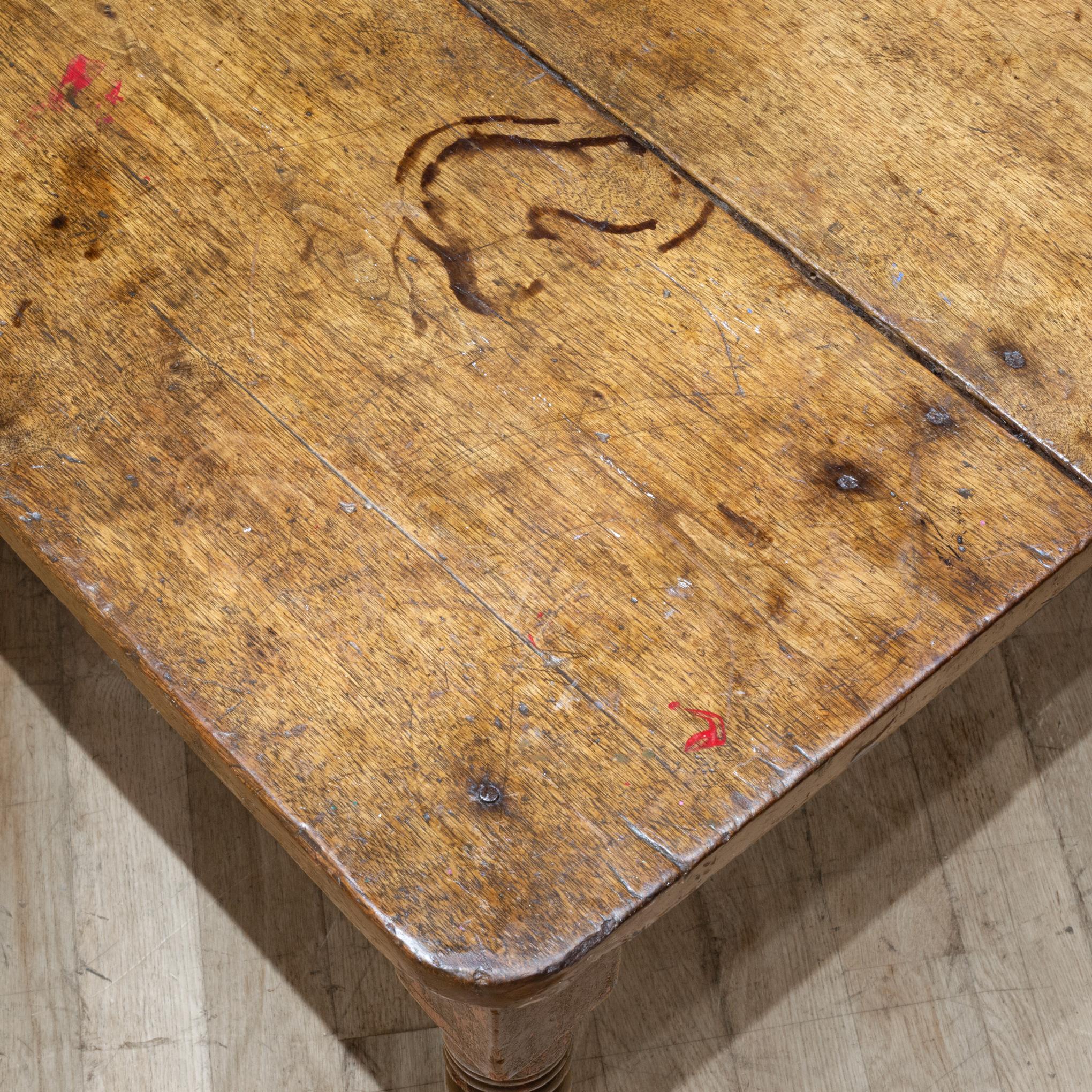 19th Century 19th c. Rustic Farmhouse Table with Large Drawer c.1820-1880 For Sale