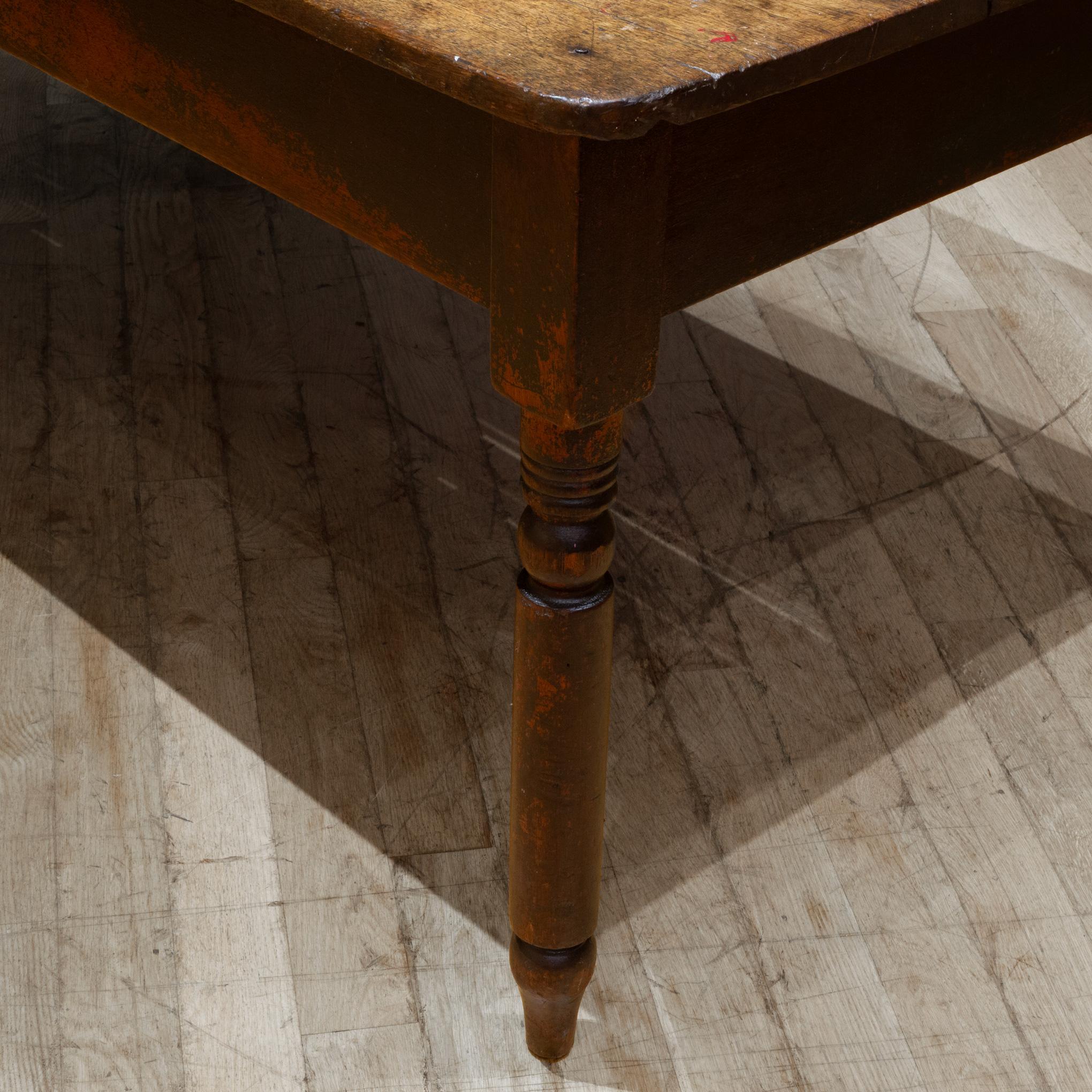 19th c. Rustic Farmhouse Table with Large Drawer c.1820-1880 For Sale 1
