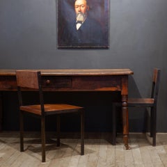 19th c. Rustic Farmhouse Dining Table with Large Drawer c.1820-1880