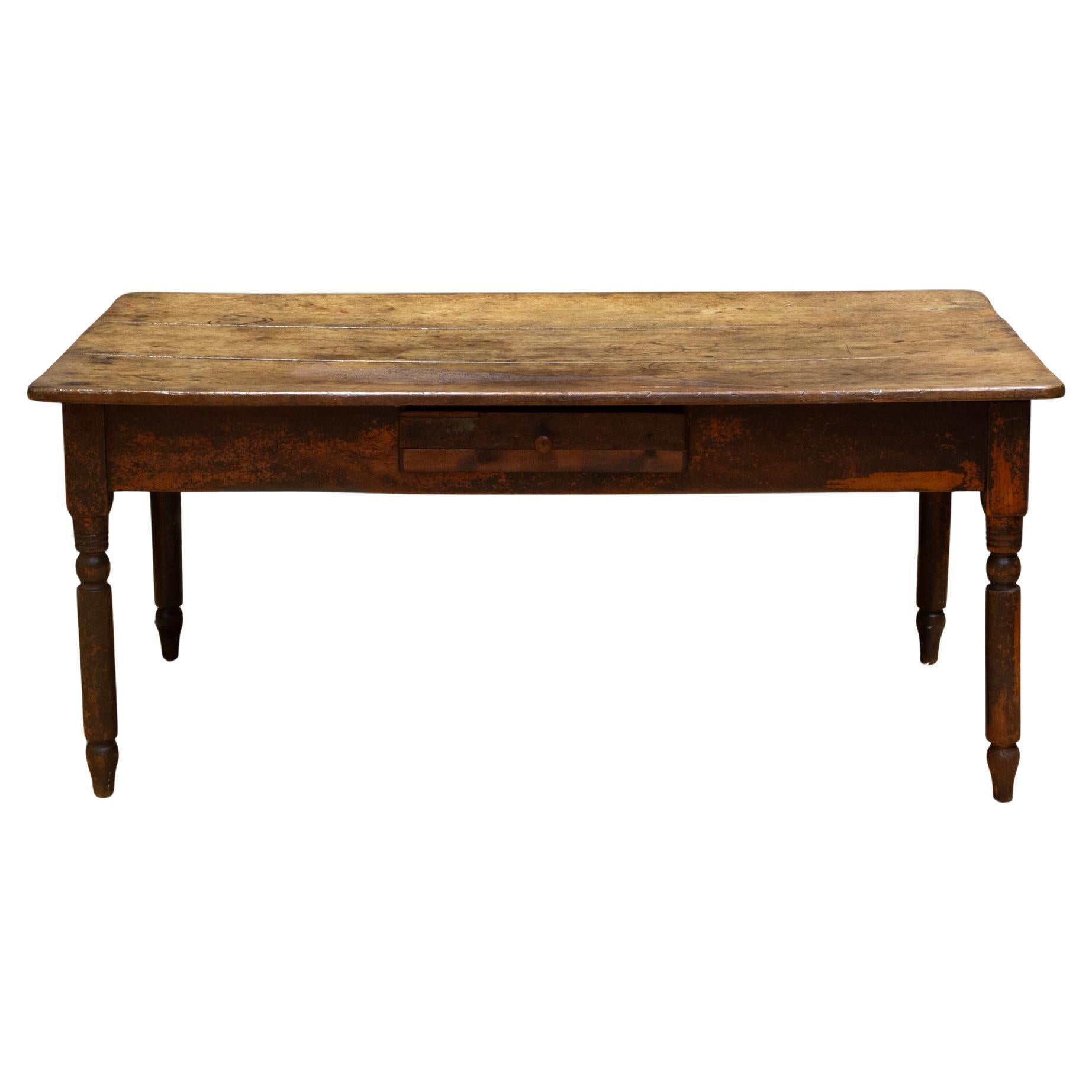 19th c. Rustic Farmhouse Table with Large Drawer c.1820-1880