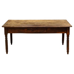 XIX sec. Tavolo rustico da fattoria con cassetto grande, 1820-1880 ca.