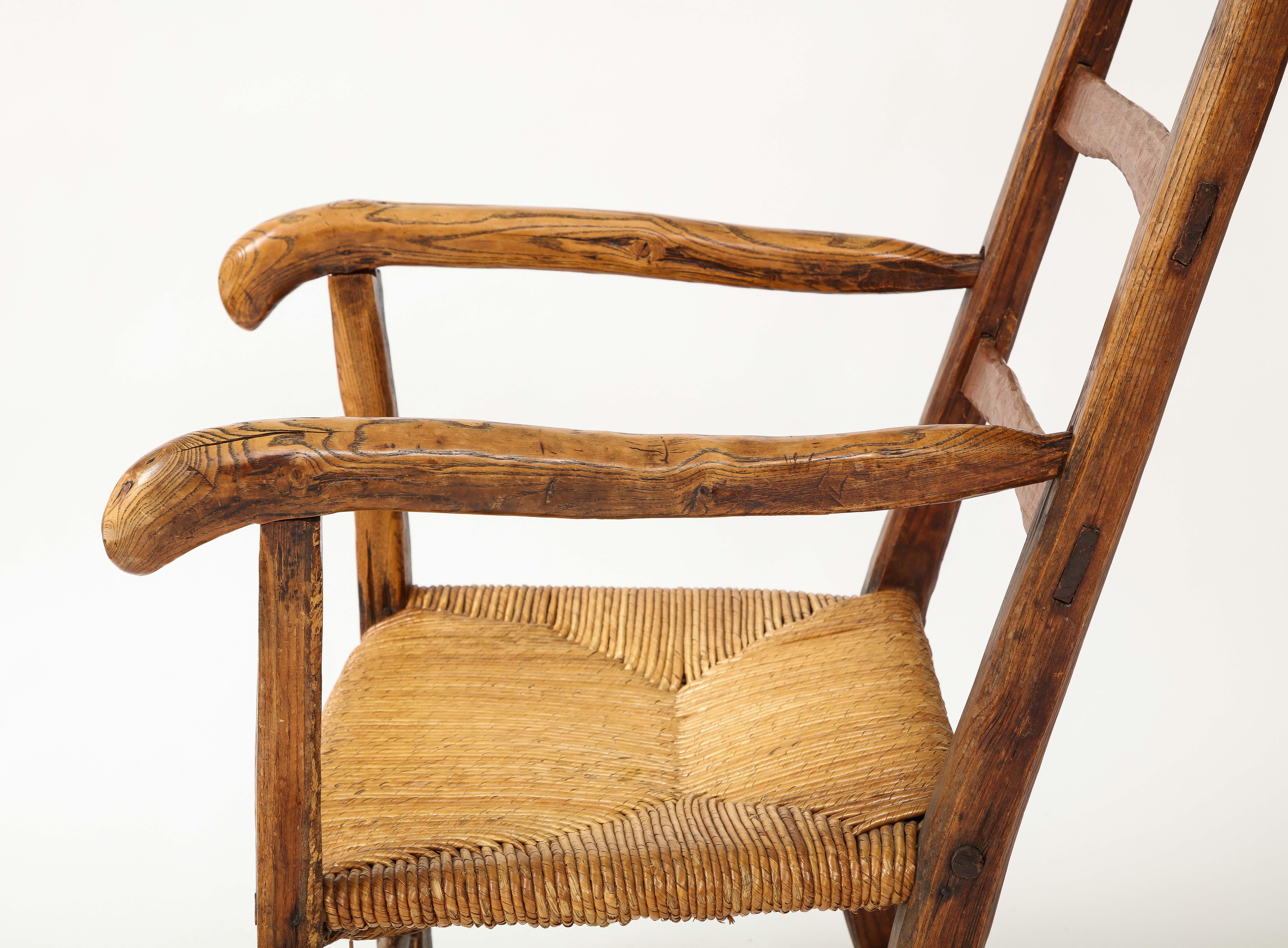 19th Century Rustic French Chair with Straw Seat For Sale 4