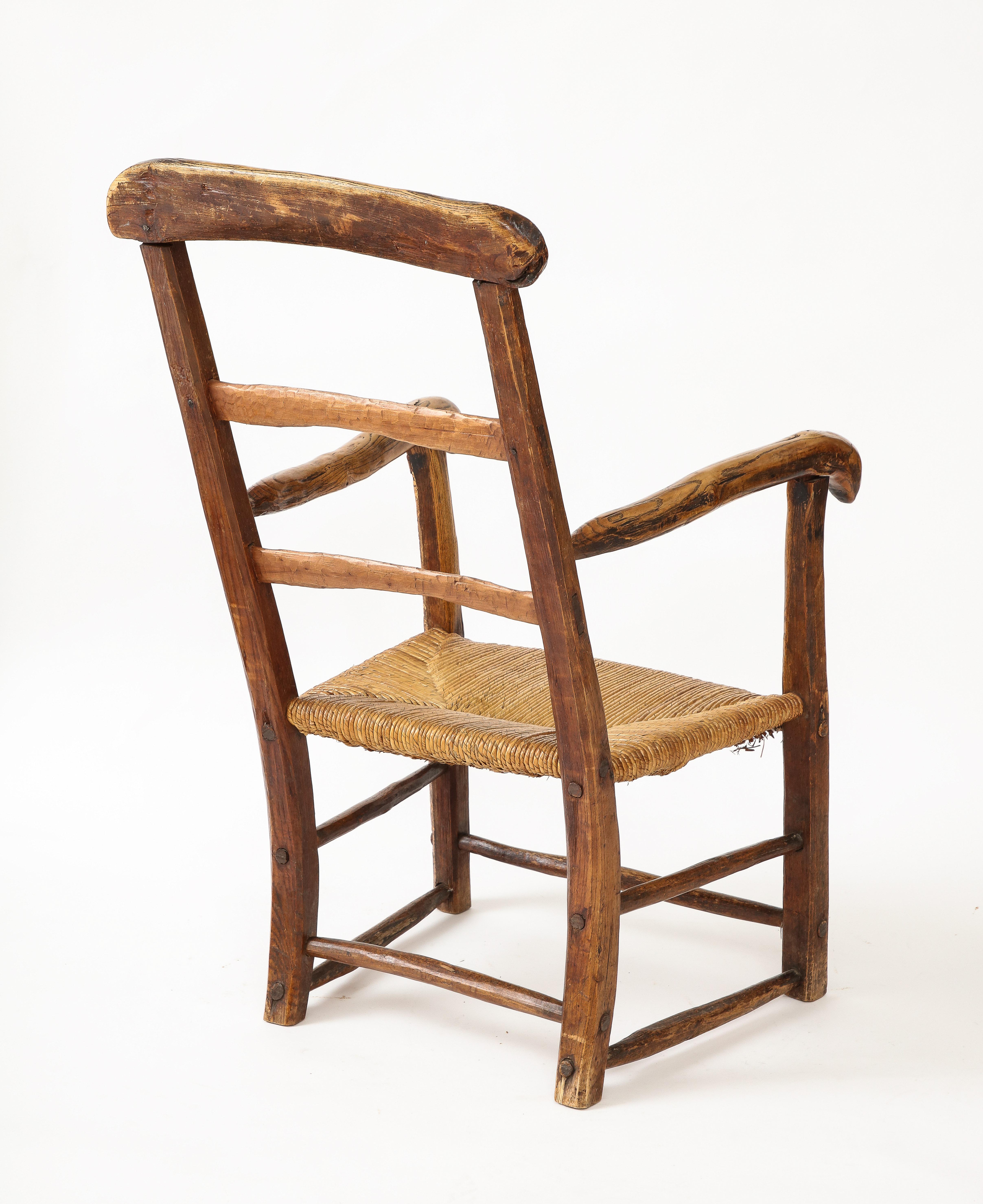 Late 19th Century 19th Century Rustic French Chair with Straw Seat For Sale