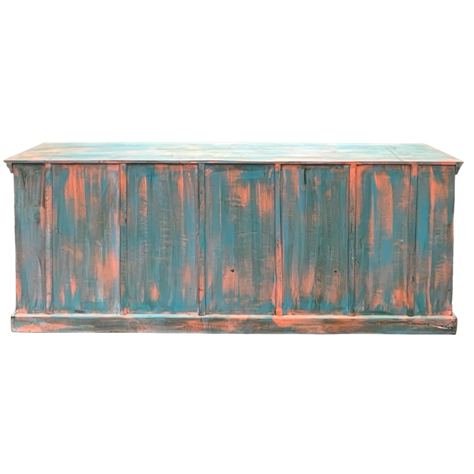 Rustico XIX sec. Credenza/armadio rustico primitivo moderno verniciato in vendita
