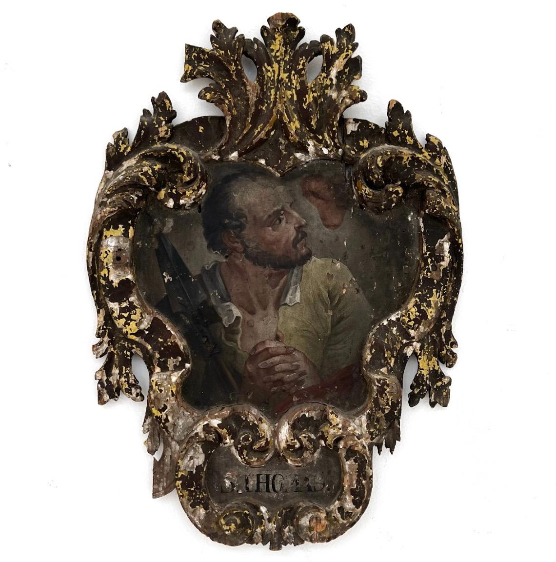 19. Jahrhundert Heilige Paul und Thomas Öl auf Tafel Gemälde Paar im Angebot 4
