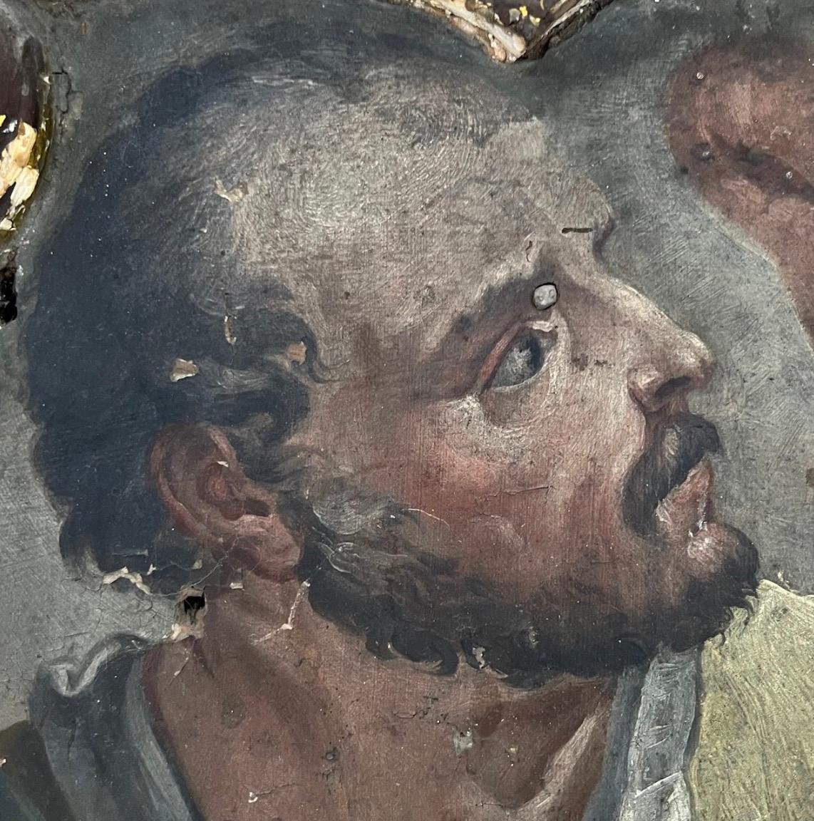 19. Jahrhundert Heilige Paul und Thomas Öl auf Tafel Gemälde Paar im Angebot 8