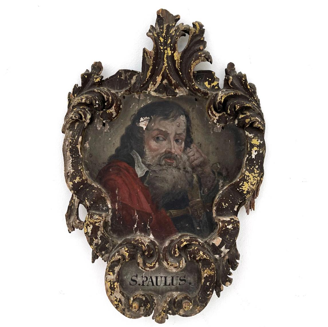 19. Jahrhundert Heilige Paul und Thomas Öl auf Tafel Gemälde Paar (Klassisch-römisch) im Angebot