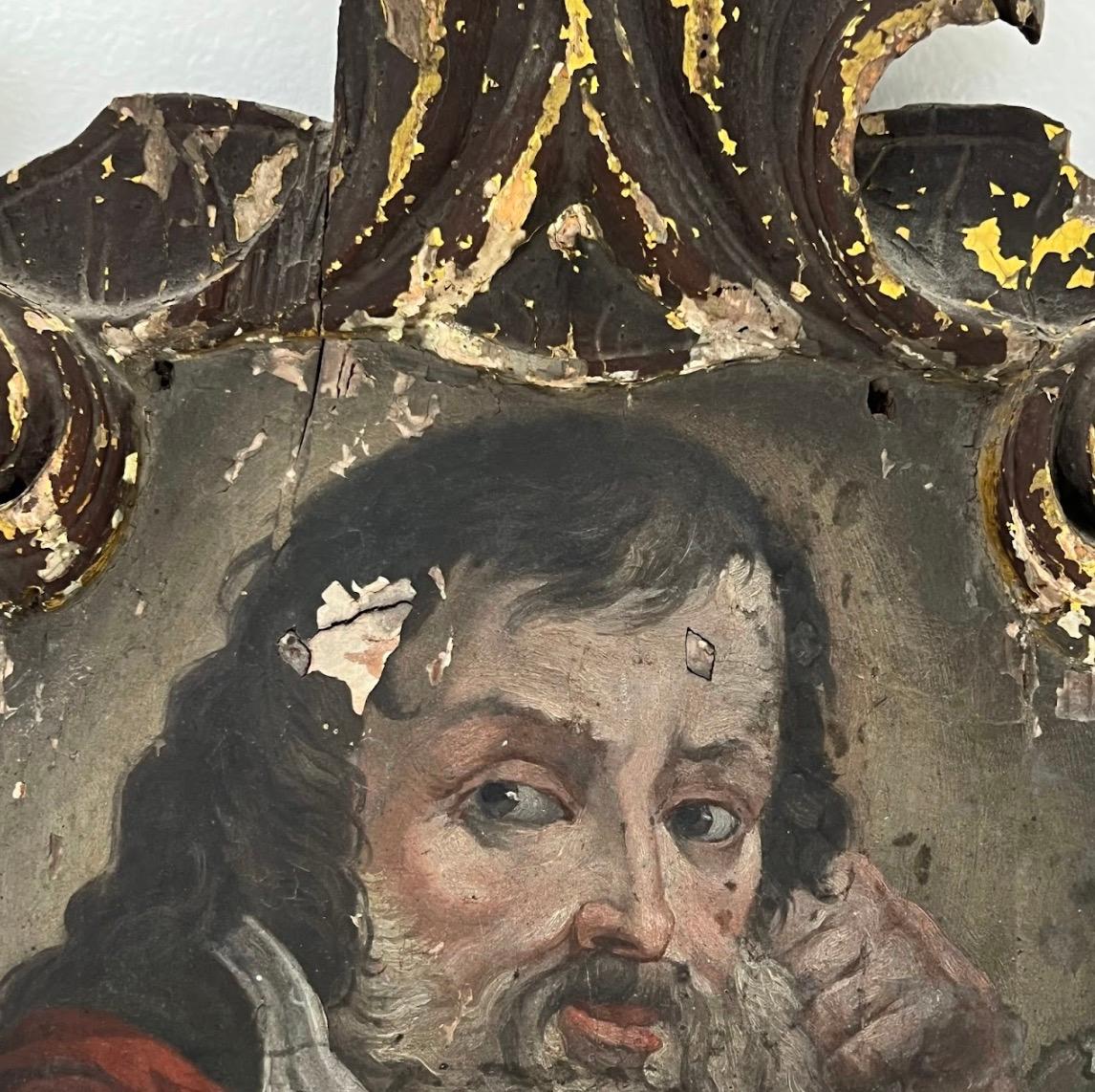 19. Jahrhundert Heilige Paul und Thomas Öl auf Tafel Gemälde Paar im Zustand „Relativ gut“ im Angebot in New York, NY