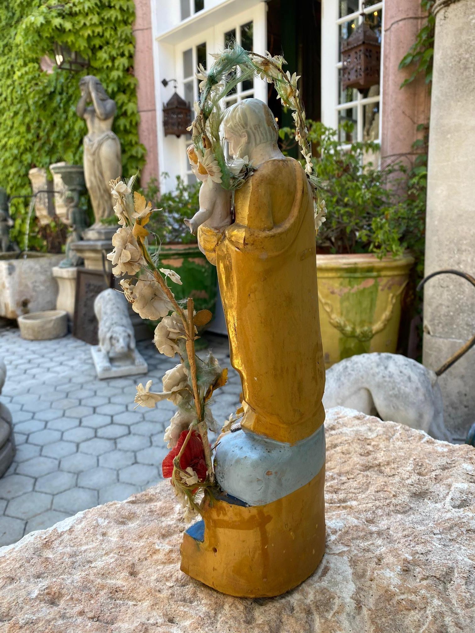 Statue de Saint Joseph et enfant antiques Santos faite à la main, Los Angeles, CA, LA en vente 1