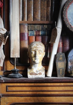 19th C Scientific James DeVille L N Fowler Phrenology Plaster Bust Head Curio