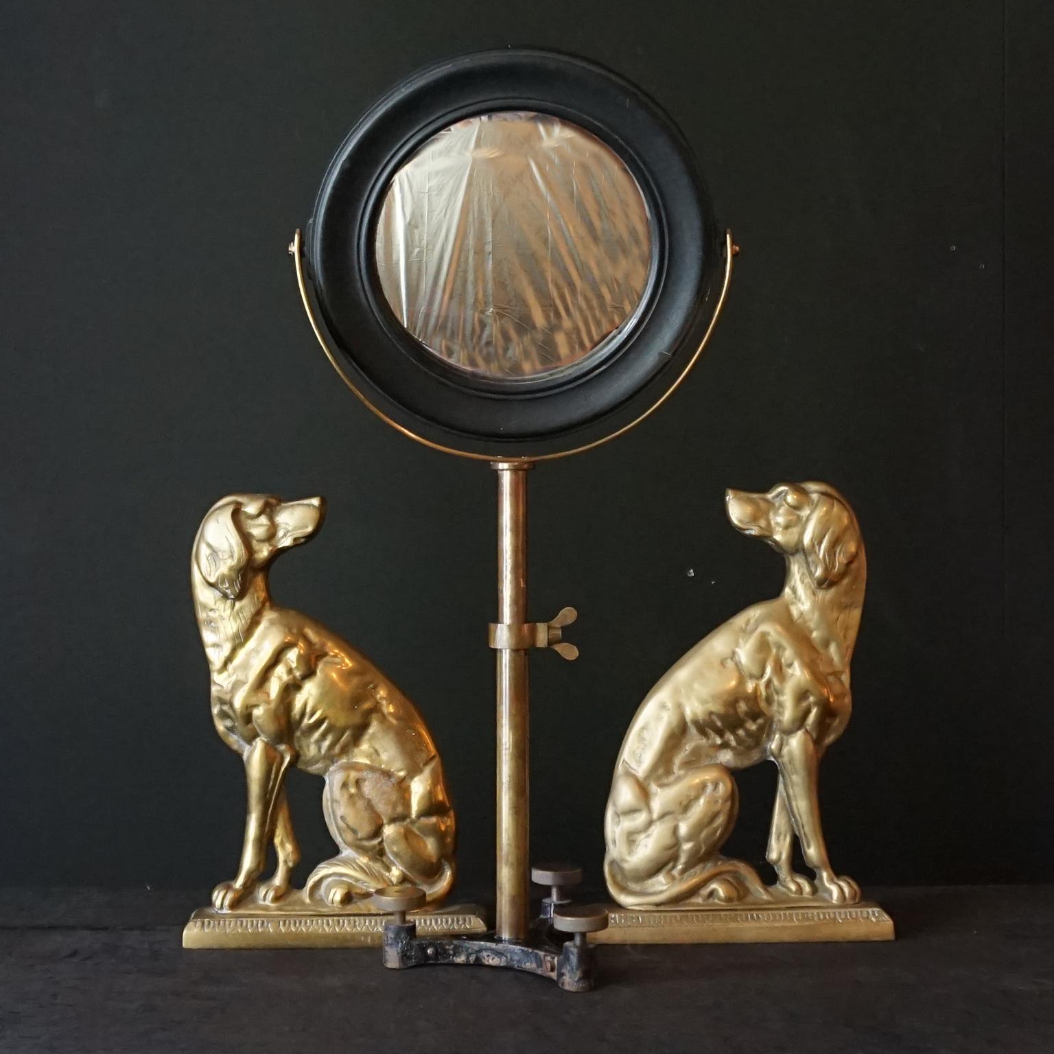 Britannique Miroir optique scientifique du 19e siècle avec cadre en bois de feuillus noir sur trépied en laiton en vente