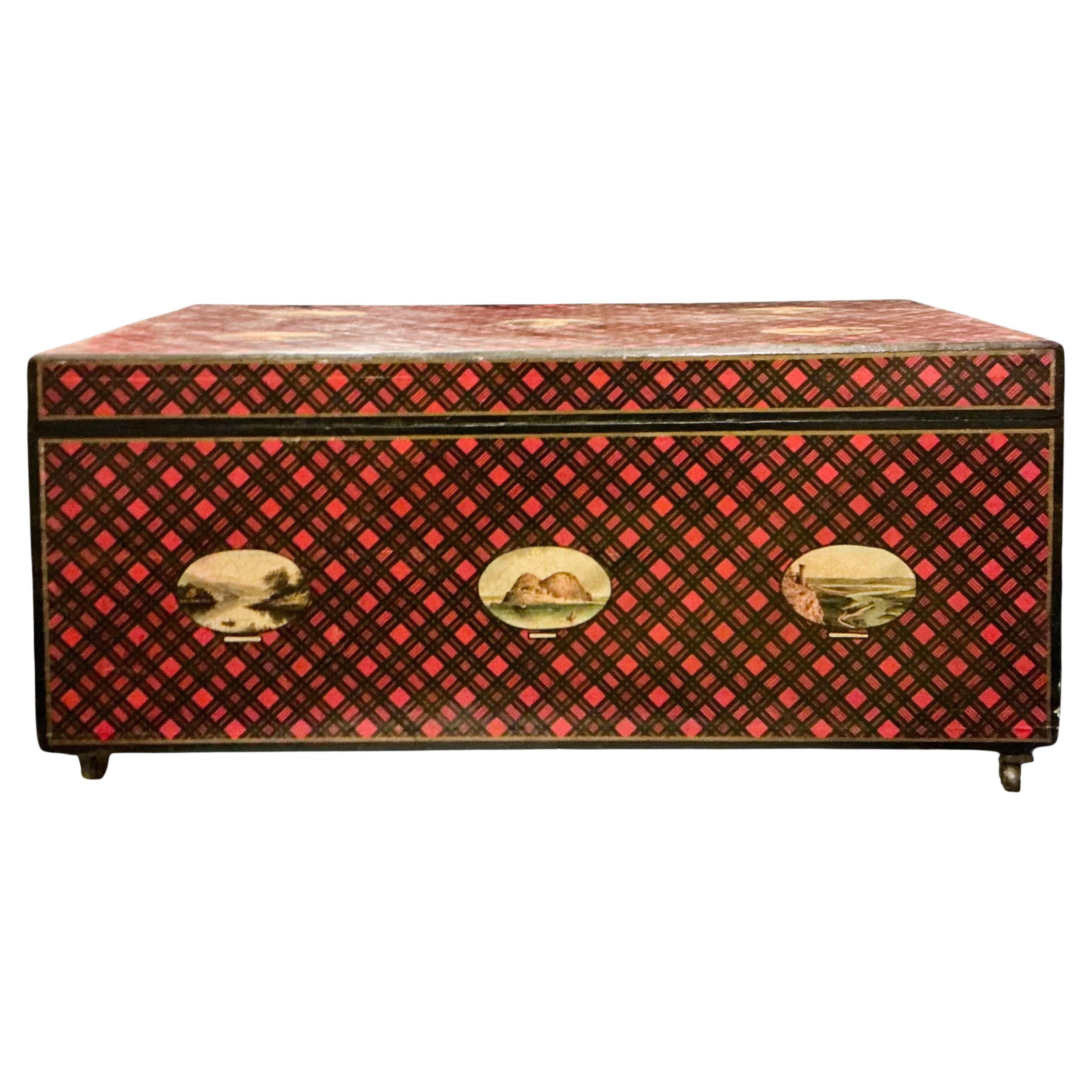XIX sec. Baule o tavolino da caffè scozzese in stile vittoriano Tartan Ware Red Plaid in vendita
