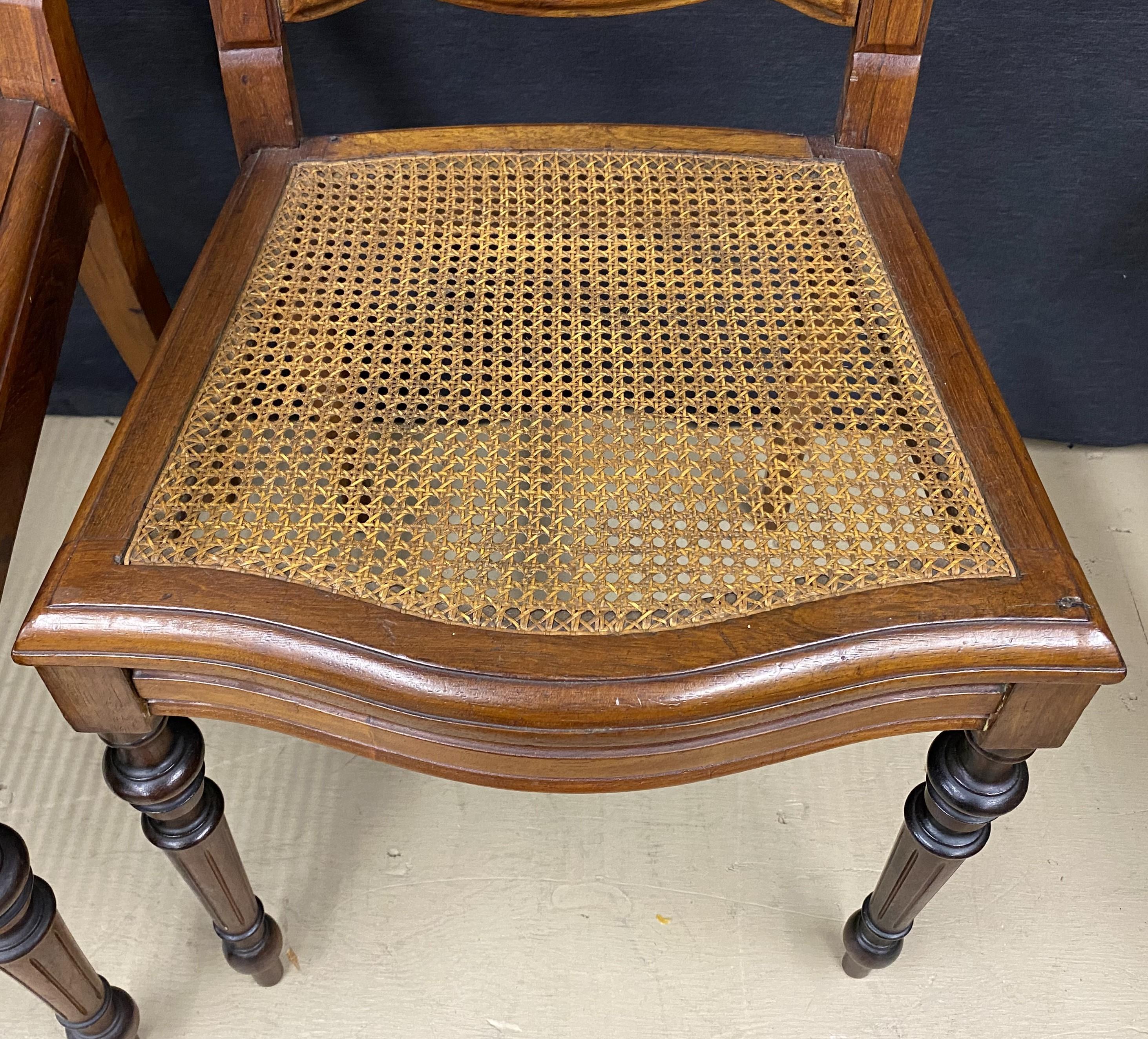 19th c Set of Eight Brazilian Carved Jacaranda Caned Seat and Back Dining Chairs For Sale 2