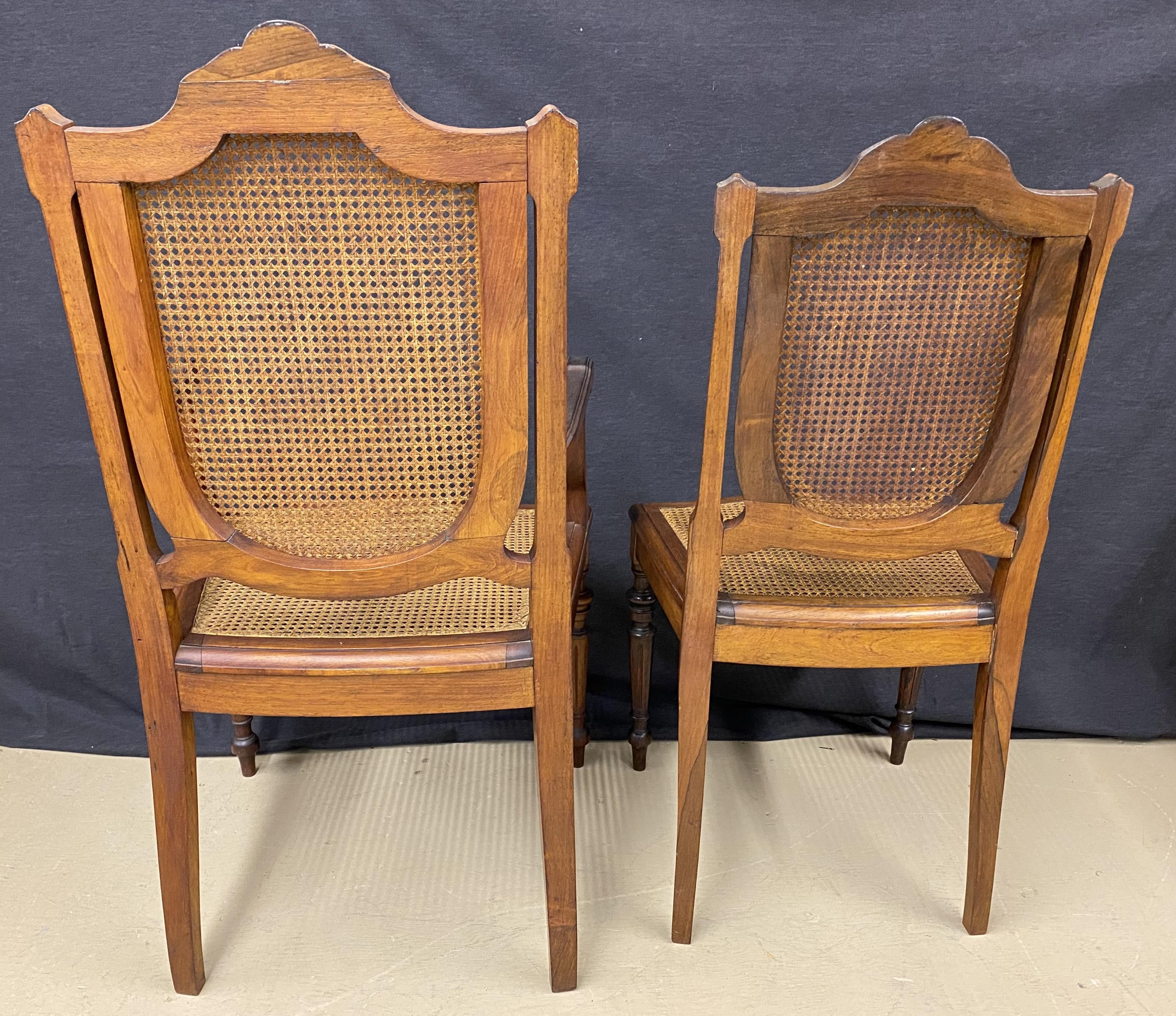 19th c Set of Eight Brazilian Carved Jacaranda Caned Seat and Back Dining Chairs For Sale 4