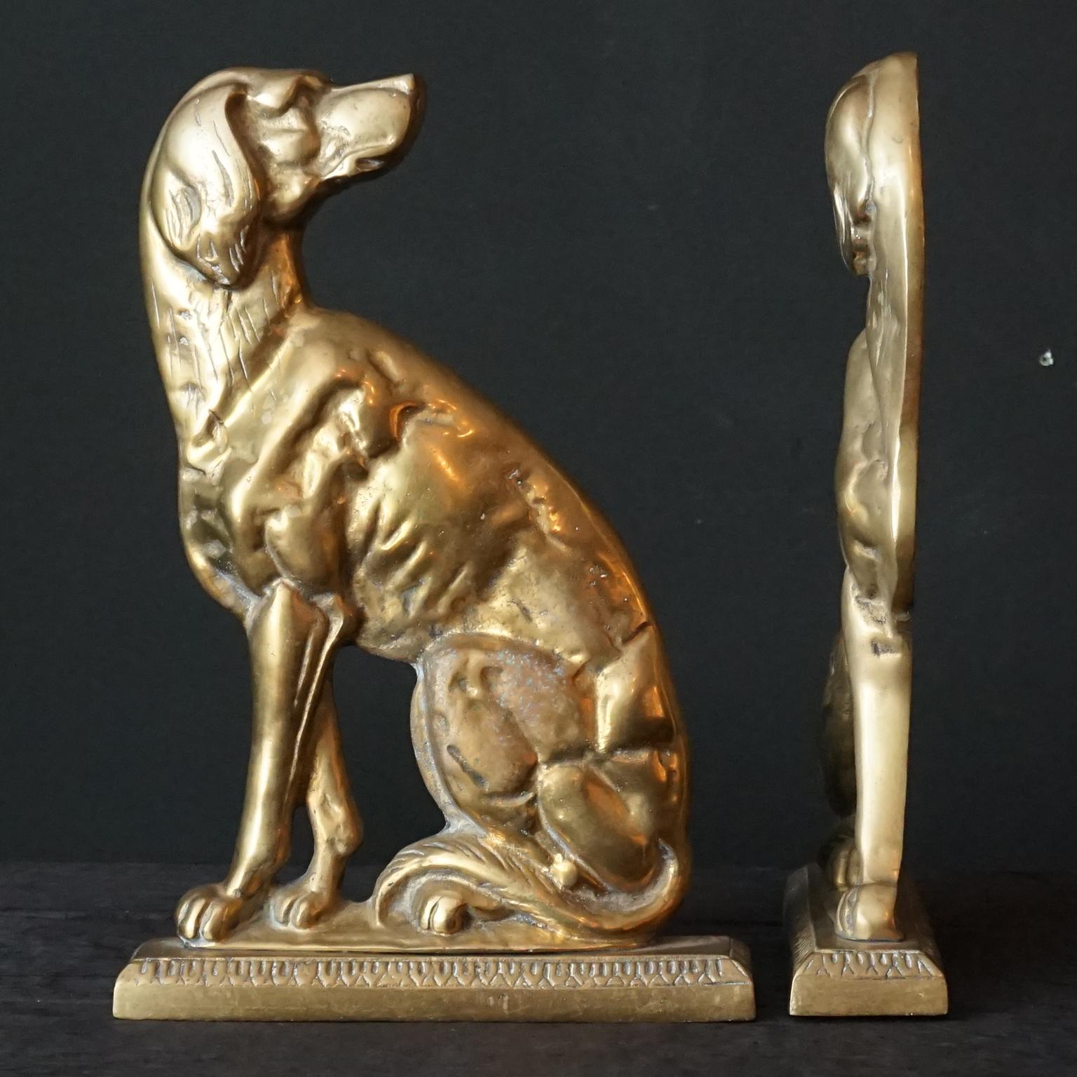 19th C. Set of English Victorian Cast Brass Pointer Dog Profile Doorstoppers For Sale 5