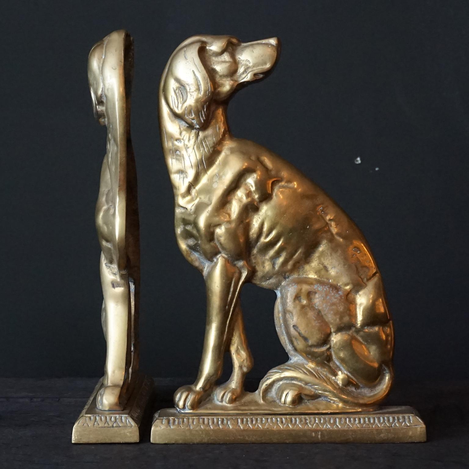 19th Century 19th C. Set of English Victorian Cast Brass Pointer Dog Profile Doorstoppers For Sale