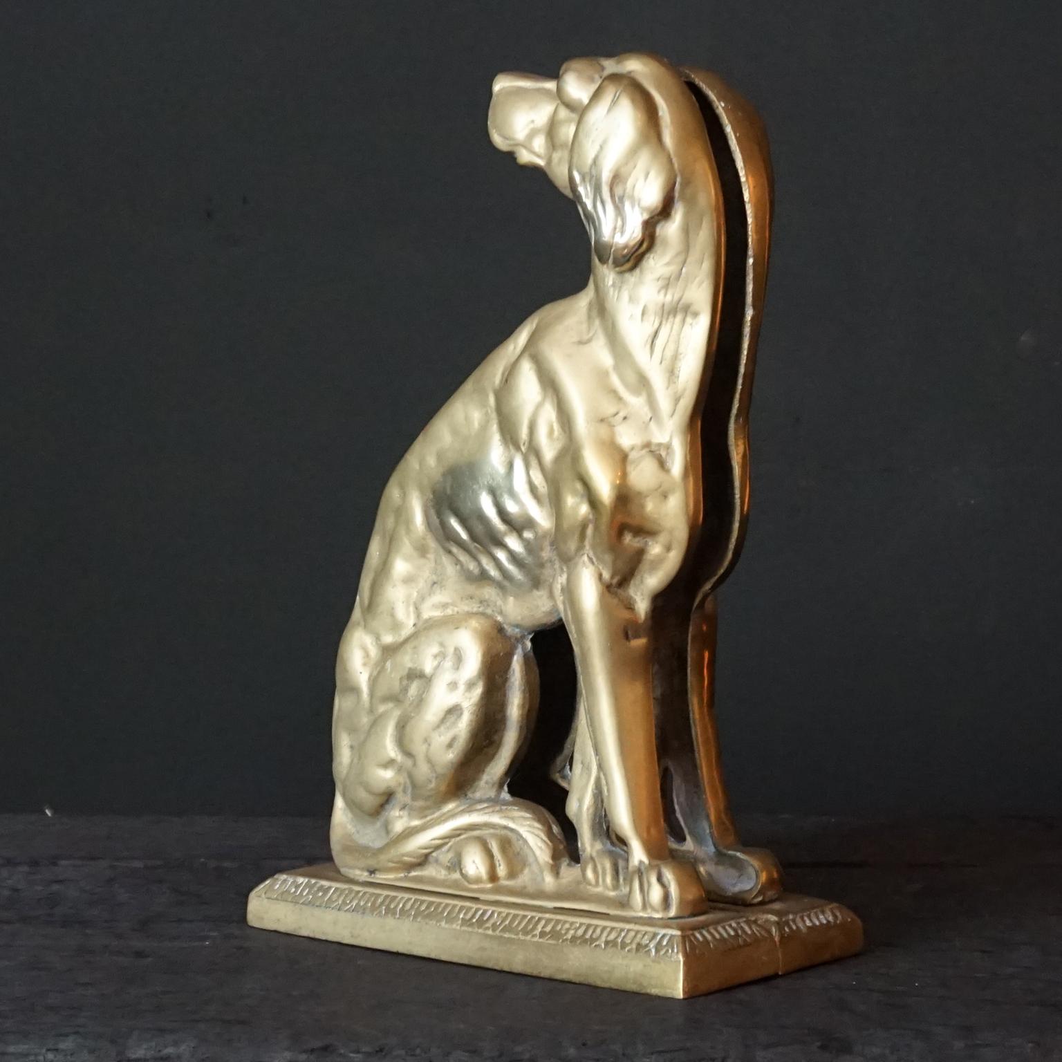 19th C. Set of English Victorian Cast Brass Pointer Dog Profile Doorstoppers For Sale 2