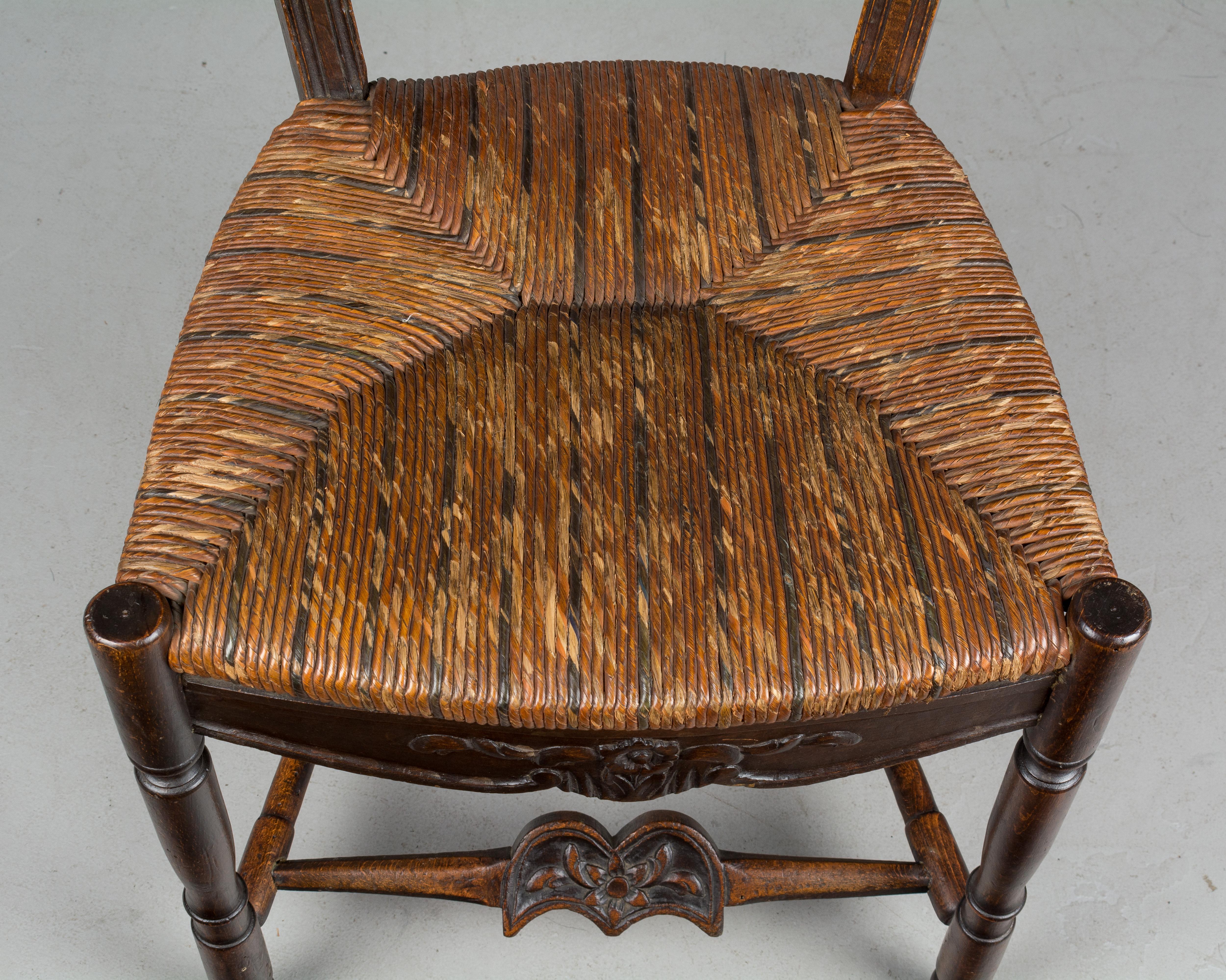 Rush 19th c. Set of Four  Country French Chairs