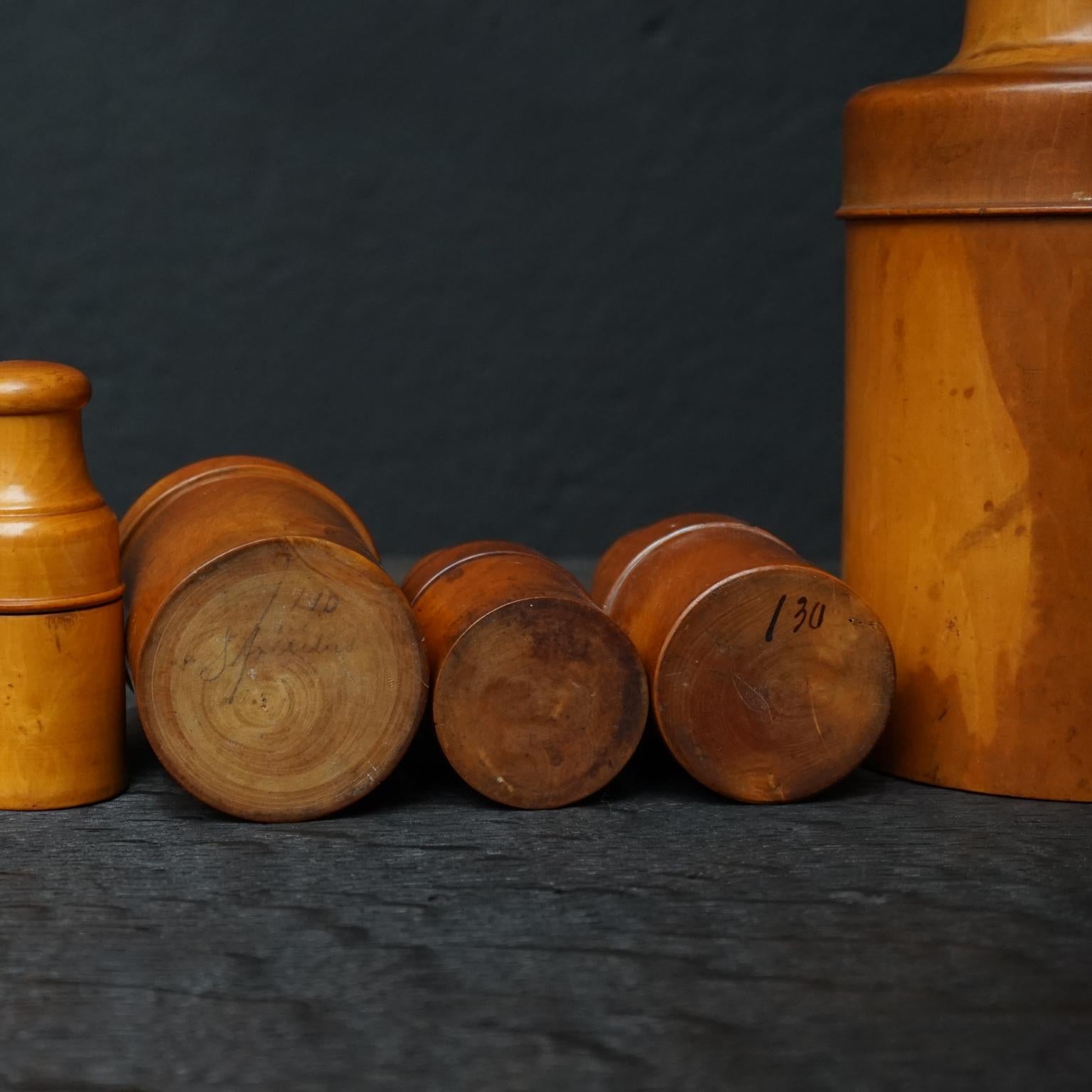 Set of Nine 19th C English Victorian Treen Ware Boxwood Medicine Bottle Holders For Sale 1
