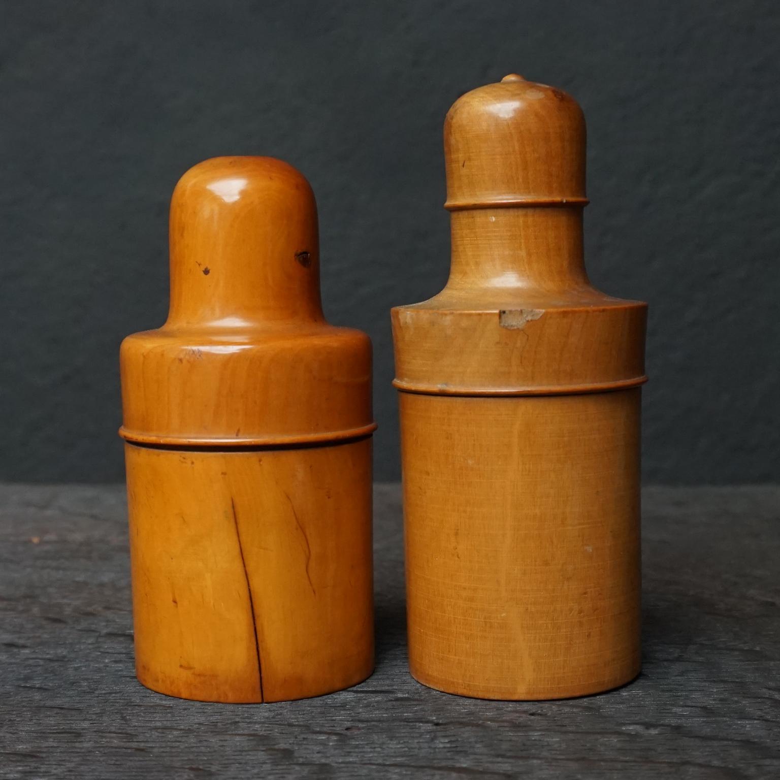 Set of Nine 19th C English Victorian Treen Ware Boxwood Medicine Bottle Holders For Sale 2