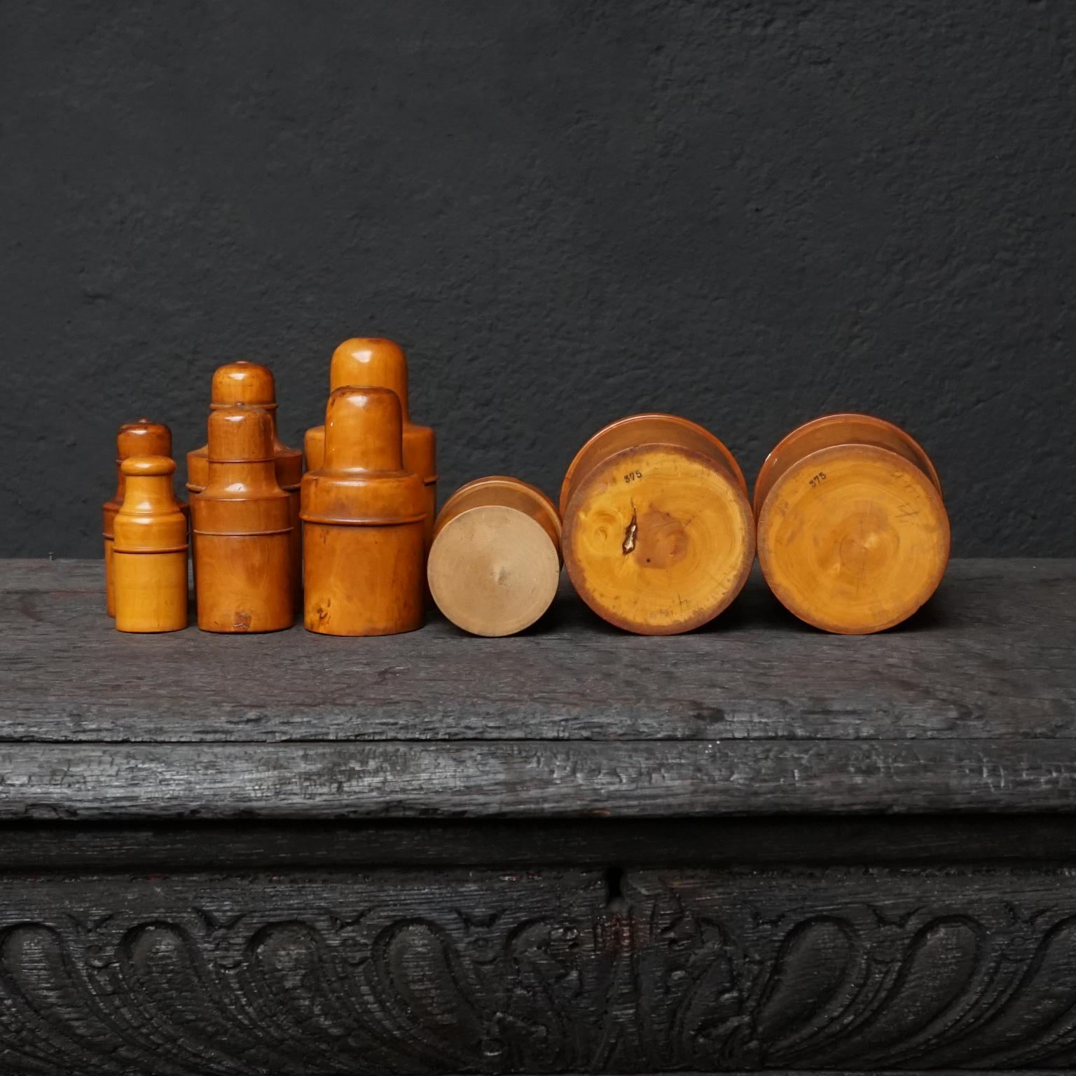 19th Century Set of Nine 19th C English Victorian Treen Ware Boxwood Medicine Bottle Holders For Sale