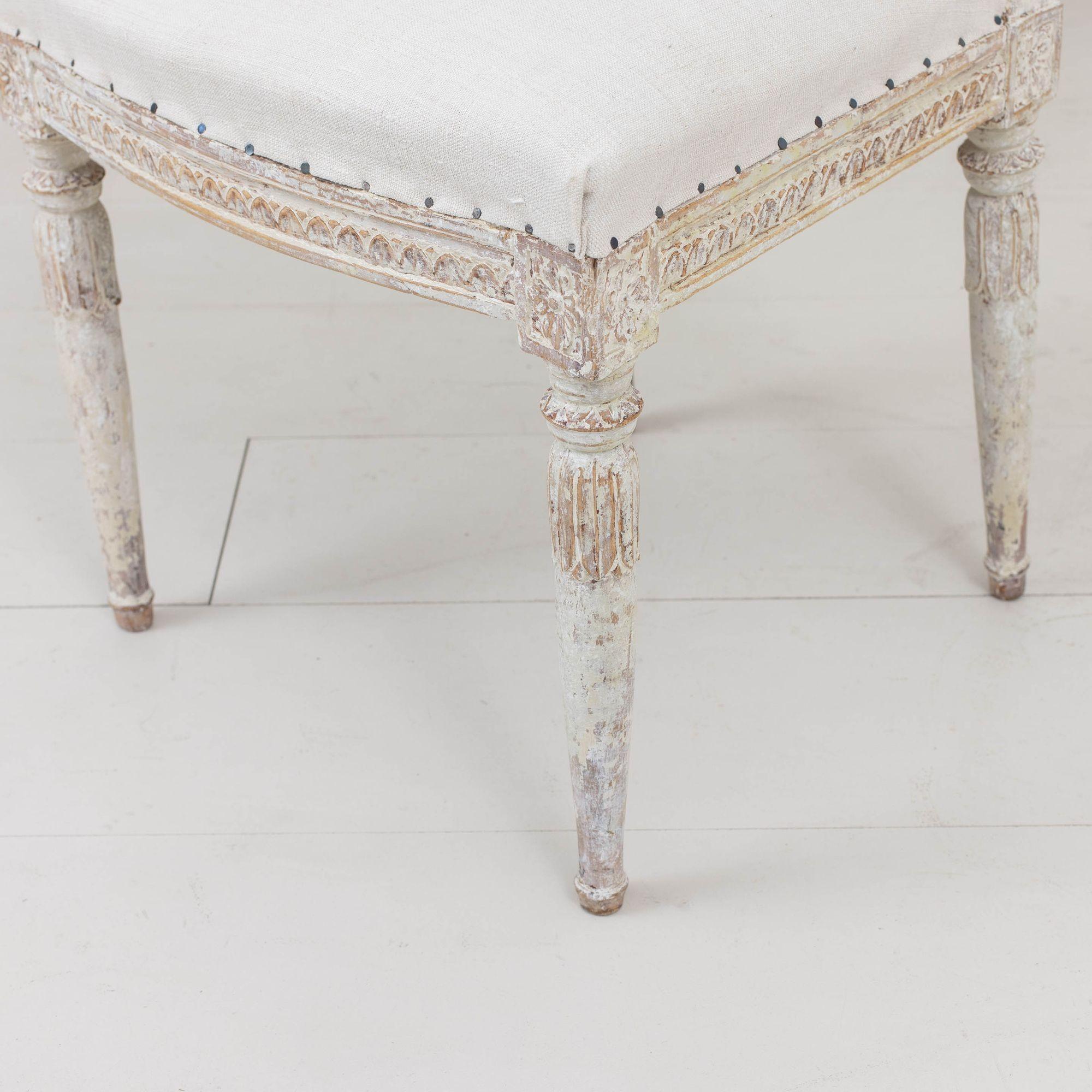 19th c. Set of Six Swedish Gustavian Period Chairs in Original Paint For Sale 6