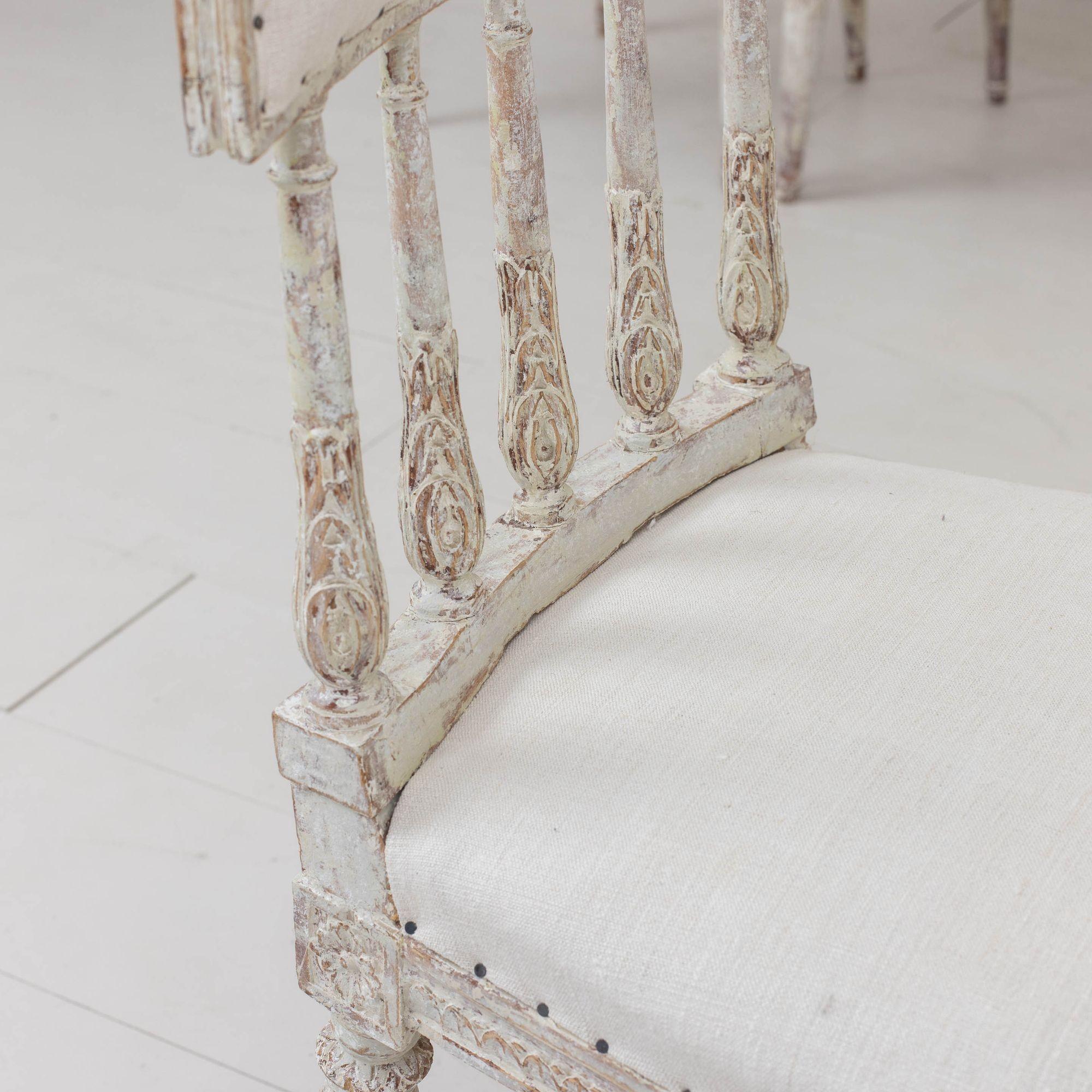 19th c. Set of Six Swedish Gustavian Period Chairs in Original Paint For Sale 11