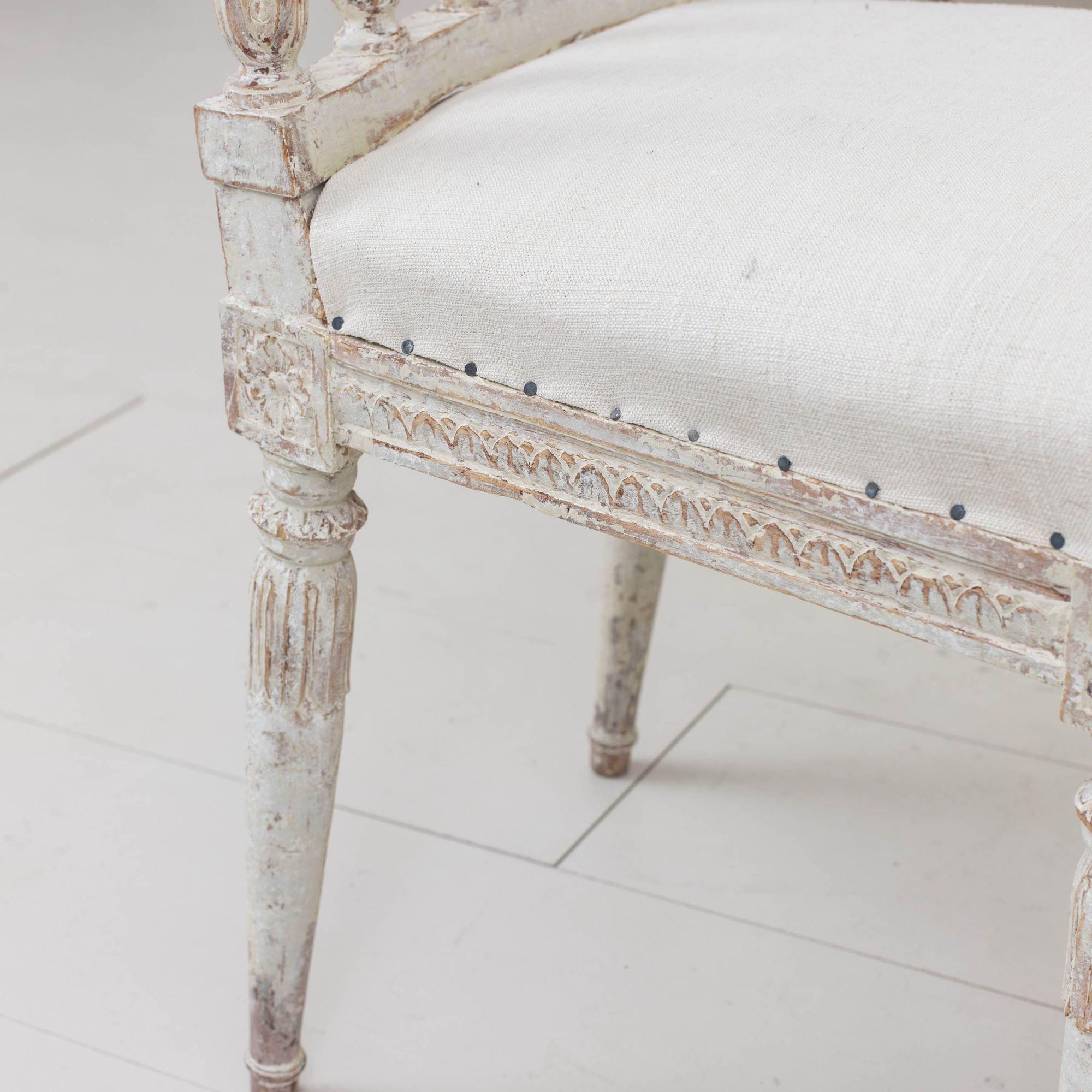 19th c. Set of Six Swedish Gustavian Period Chairs in Original Paint For Sale 12