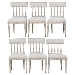 Antique 19th c. Set of Six Swedish Gustavian Period Chairs in Original Paint