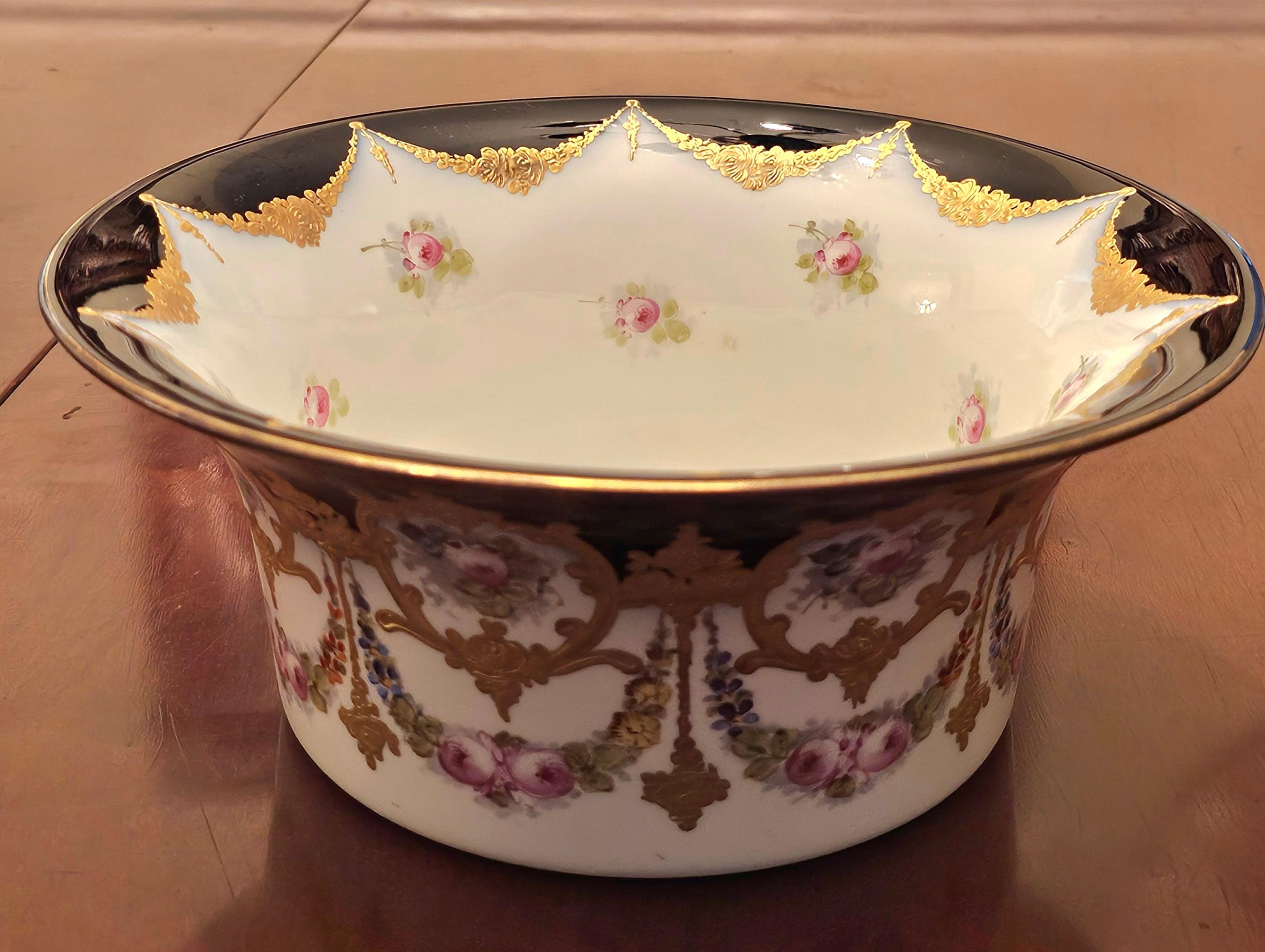 19th C. Sevres Porcelain Gilt Bronze Centerpiece Bowl, Signed and Numbered For Sale 3