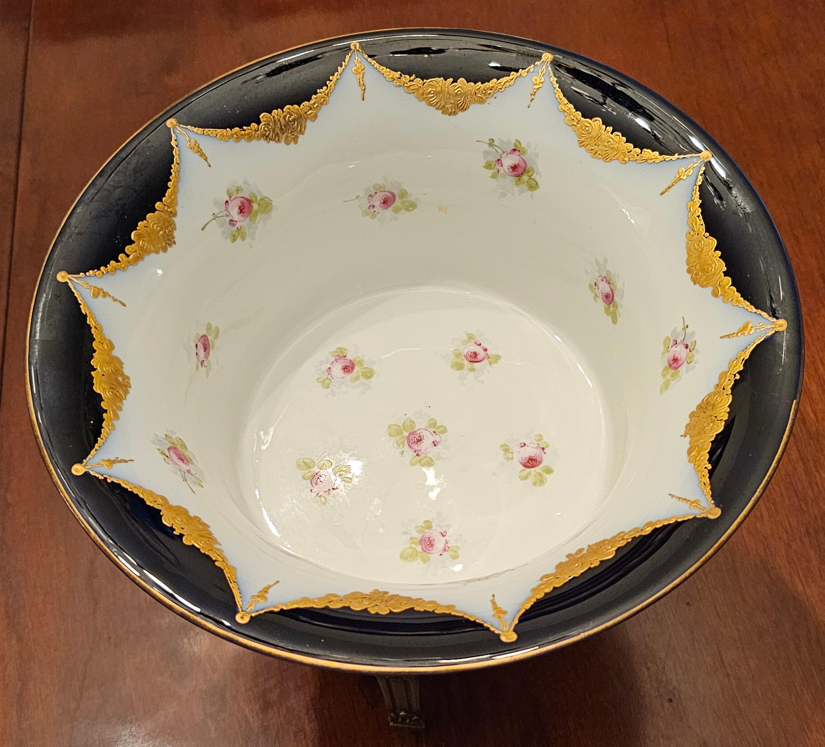 19th C. Sevres Porcelain Gilt Bronze Centerpiece Bowl, Signed and Numbered For Sale 4