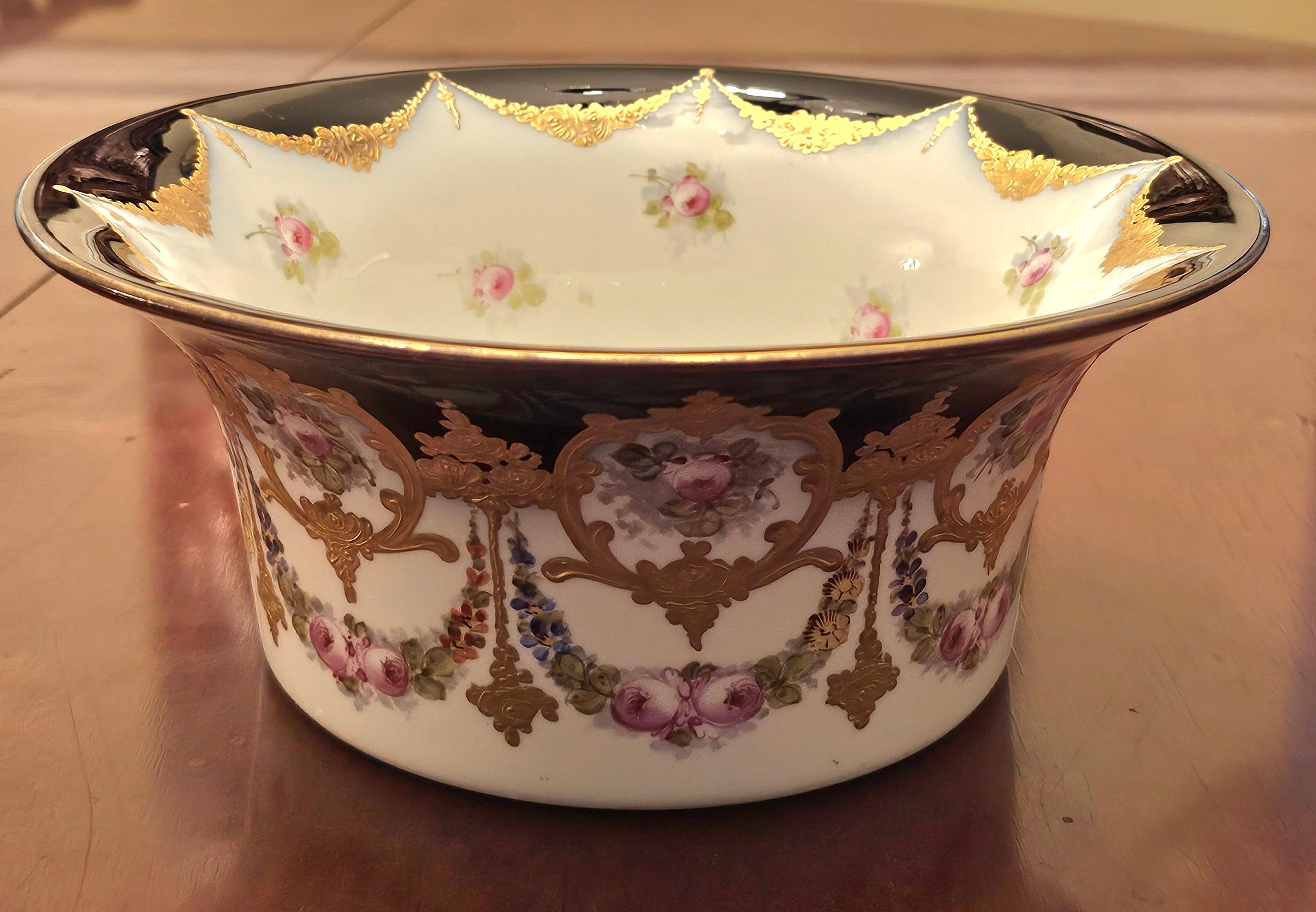 19th C. Sevres Porcelain Gilt Bronze Centerpiece Bowl, Signed and Numbered For Sale 6