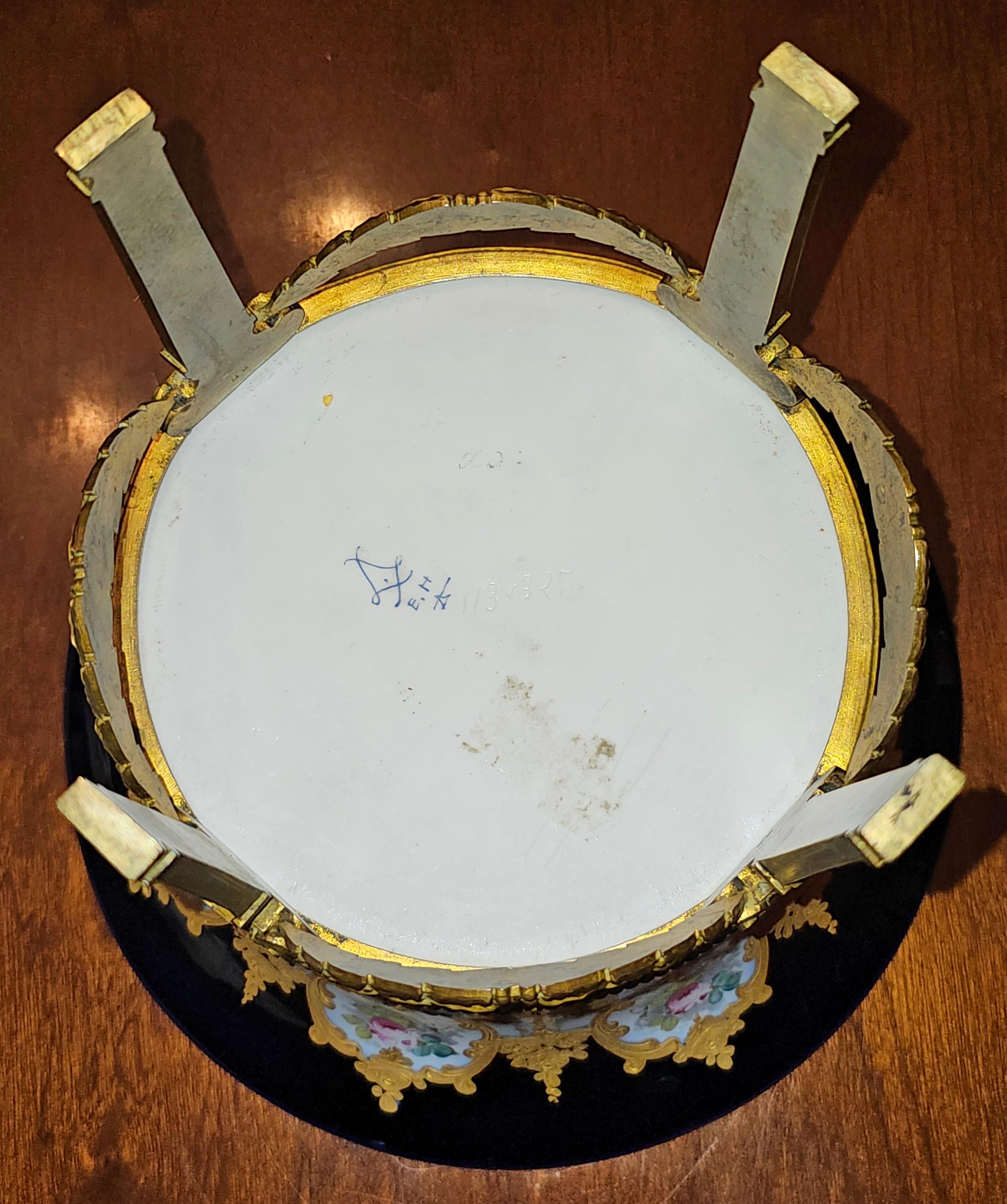 19th C. Sevres Porcelain Gilt Bronze Centerpiece Bowl, Signed and Numbered For Sale 8