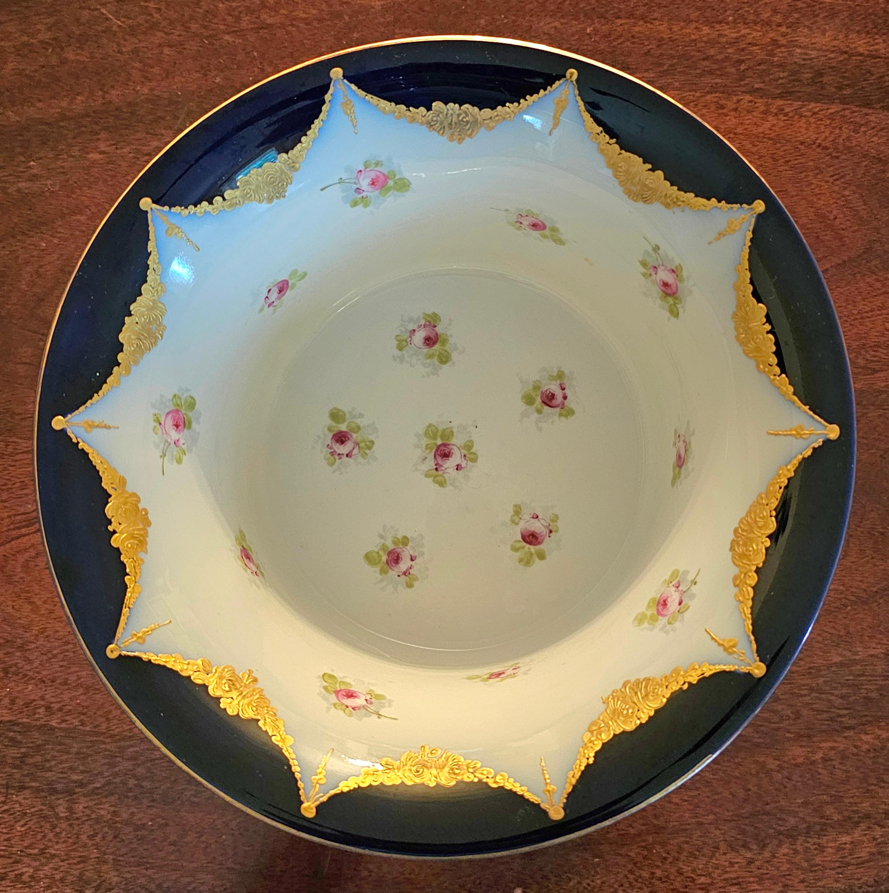 19th C. Sevres Porcelain Gilt Bronze Centerpiece Bowl, Signed and Numbered For Sale 1
