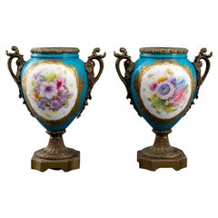 19th C. Sevres Style Giltmetal Mounted Vases, Pair