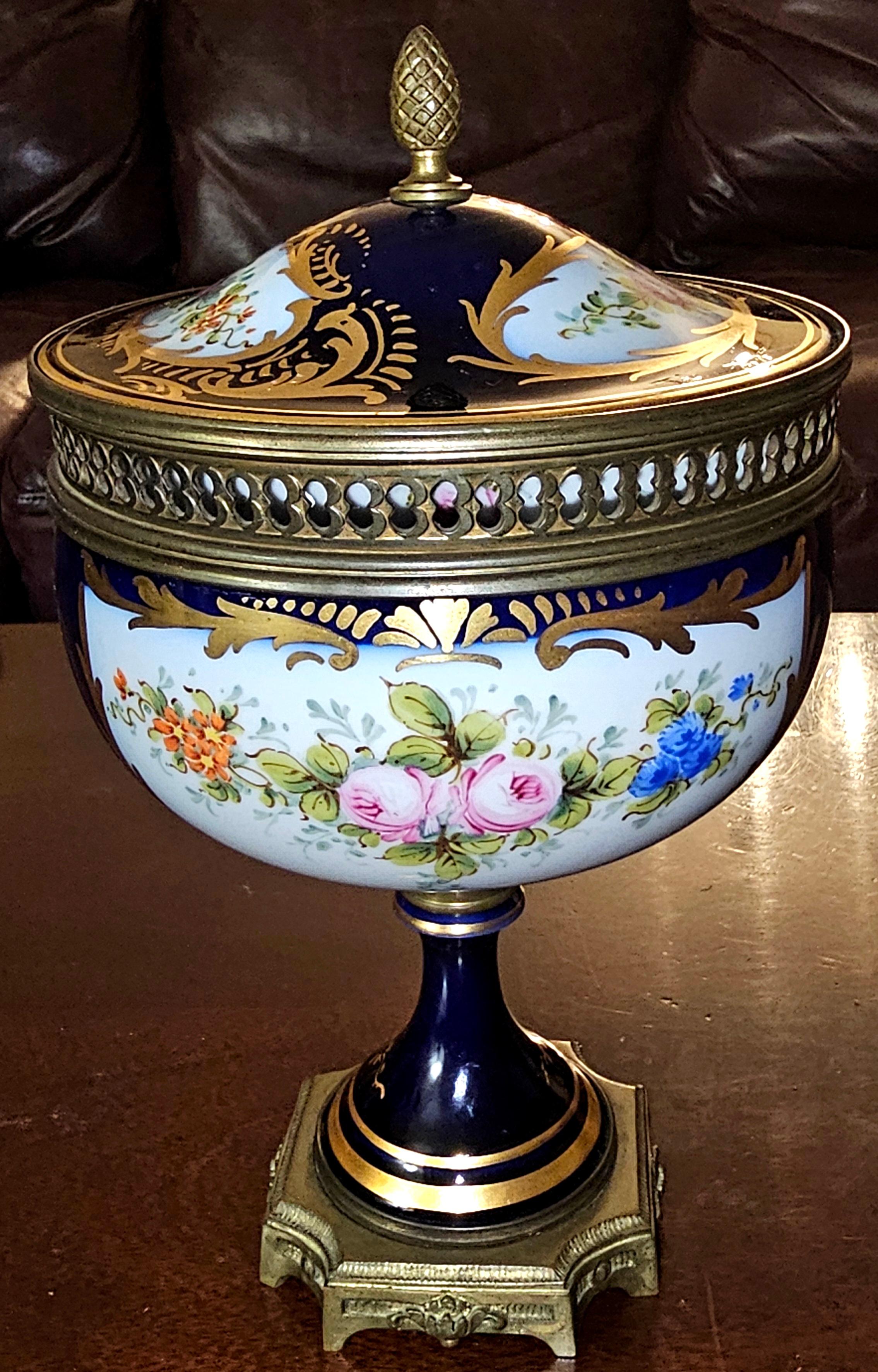 Louis XV 19th C. Sevres Style Porcelain Painted Mounted Chateau des Tuileries Style Urn For Sale