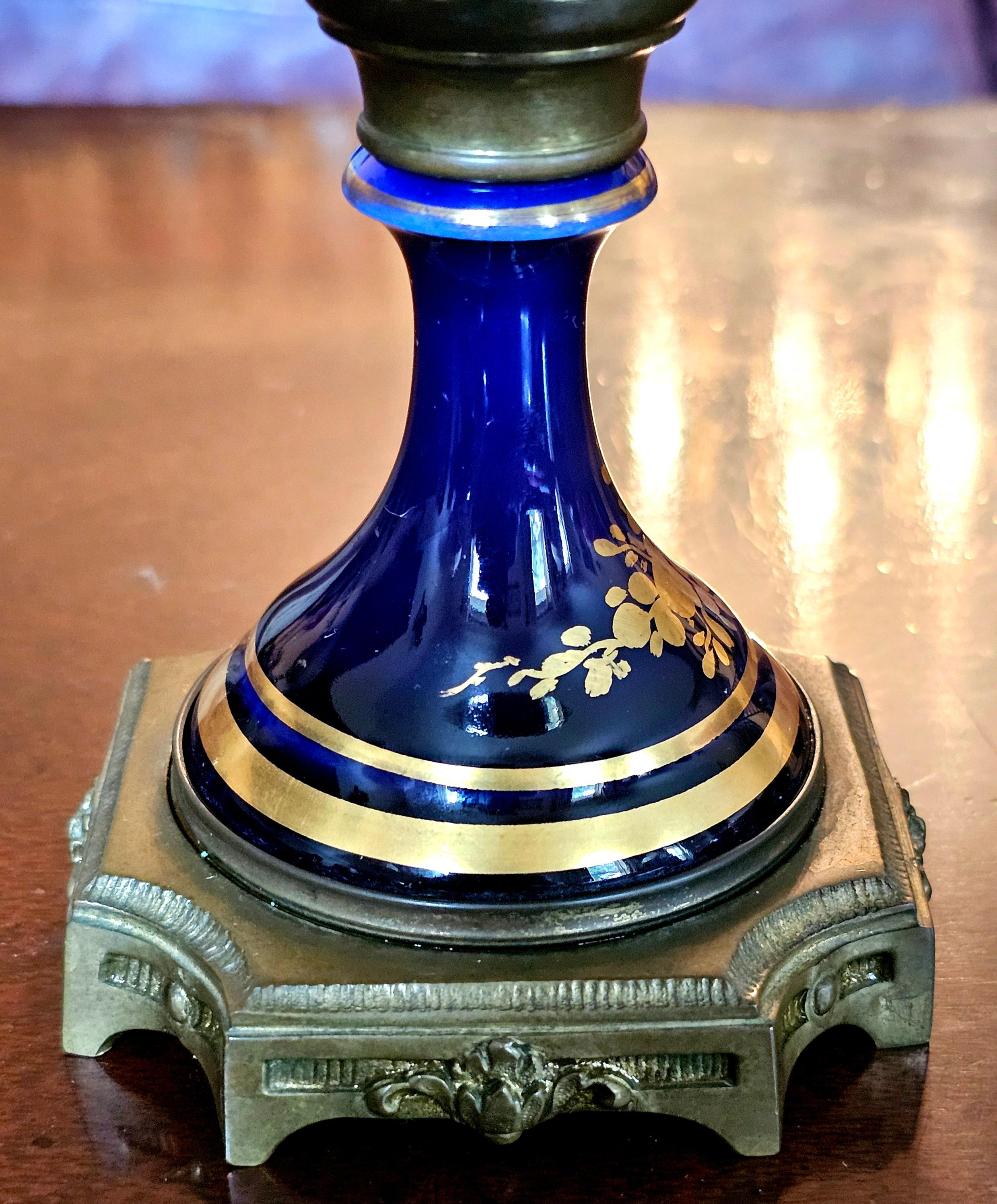 19th Century 19th C. Sevres Style Porcelain Painted Mounted Chateau des Tuileries Style Urn For Sale