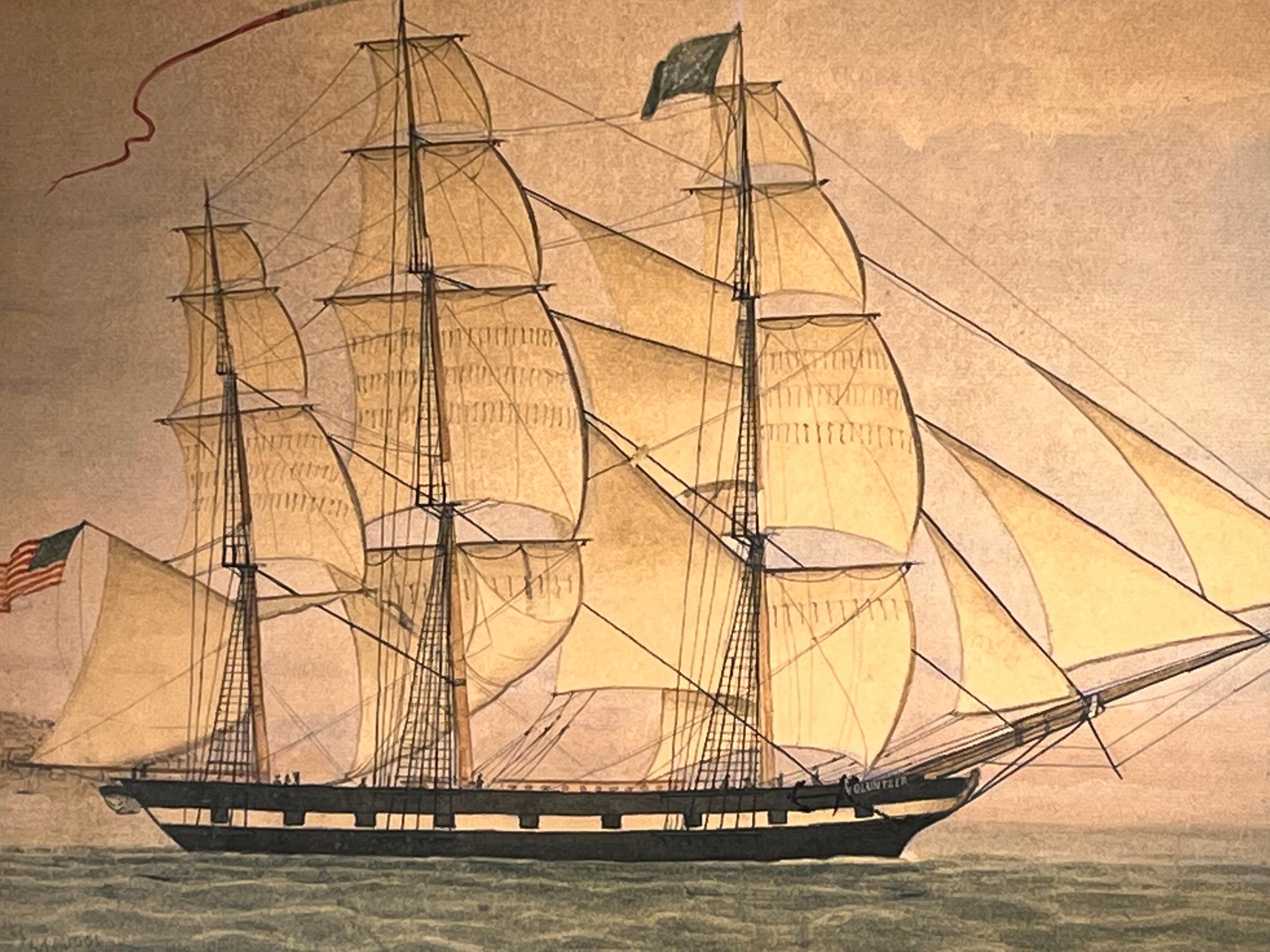 American 19th C. Ship Painting, “Volunteer”