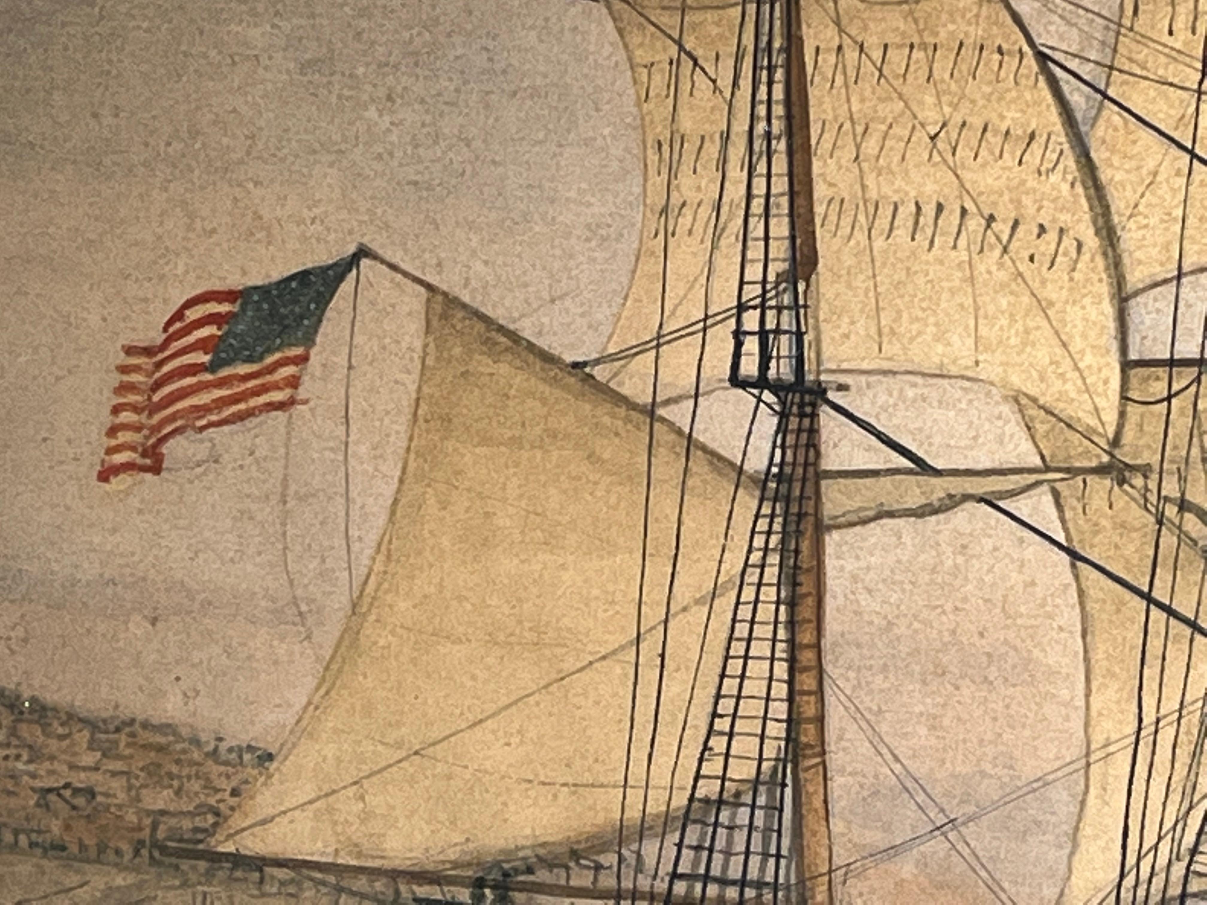 Hand-Painted 19th C. Ship Painting, “Volunteer”