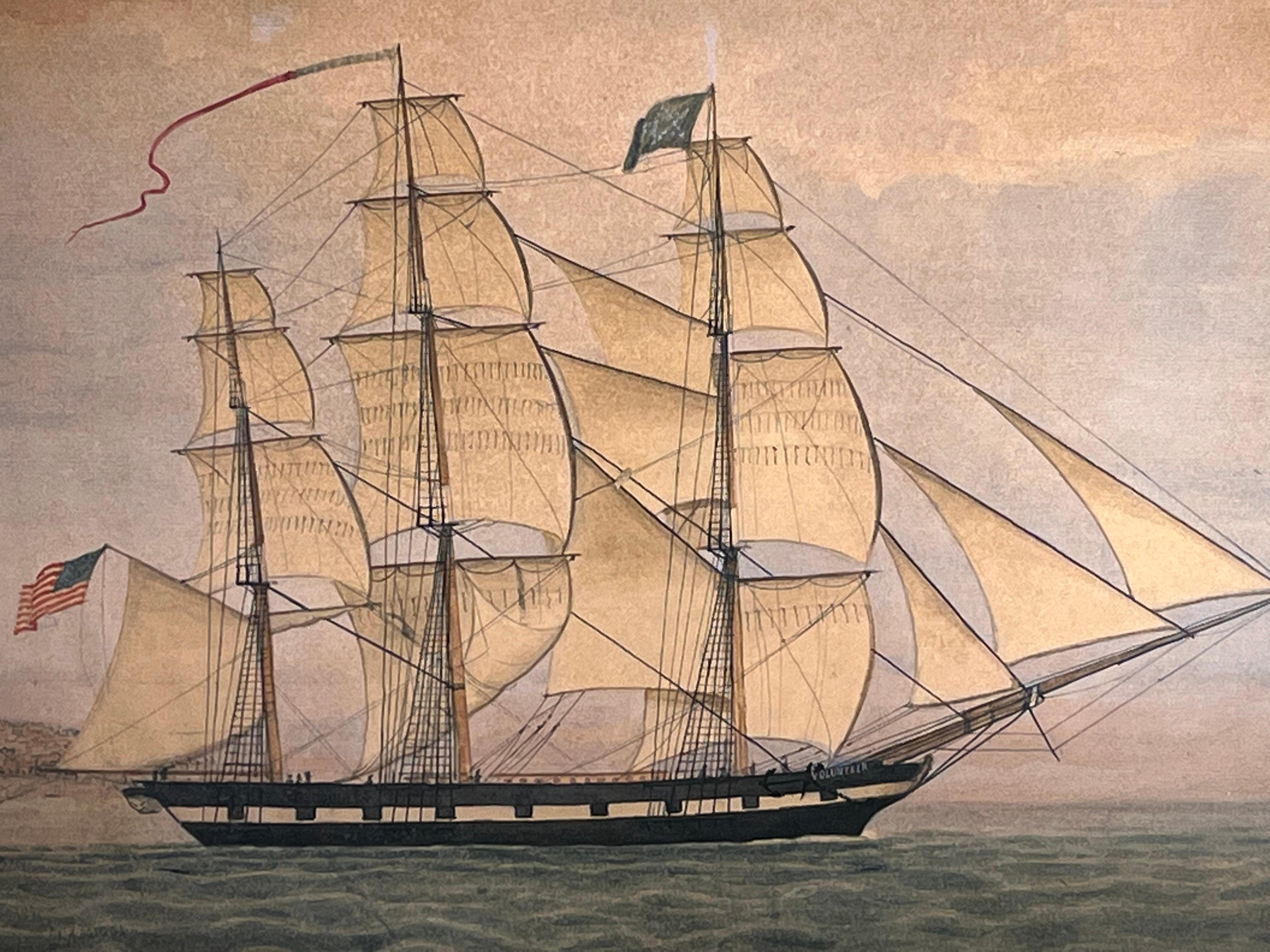 19th Century 19th C. Ship Painting, “Volunteer”