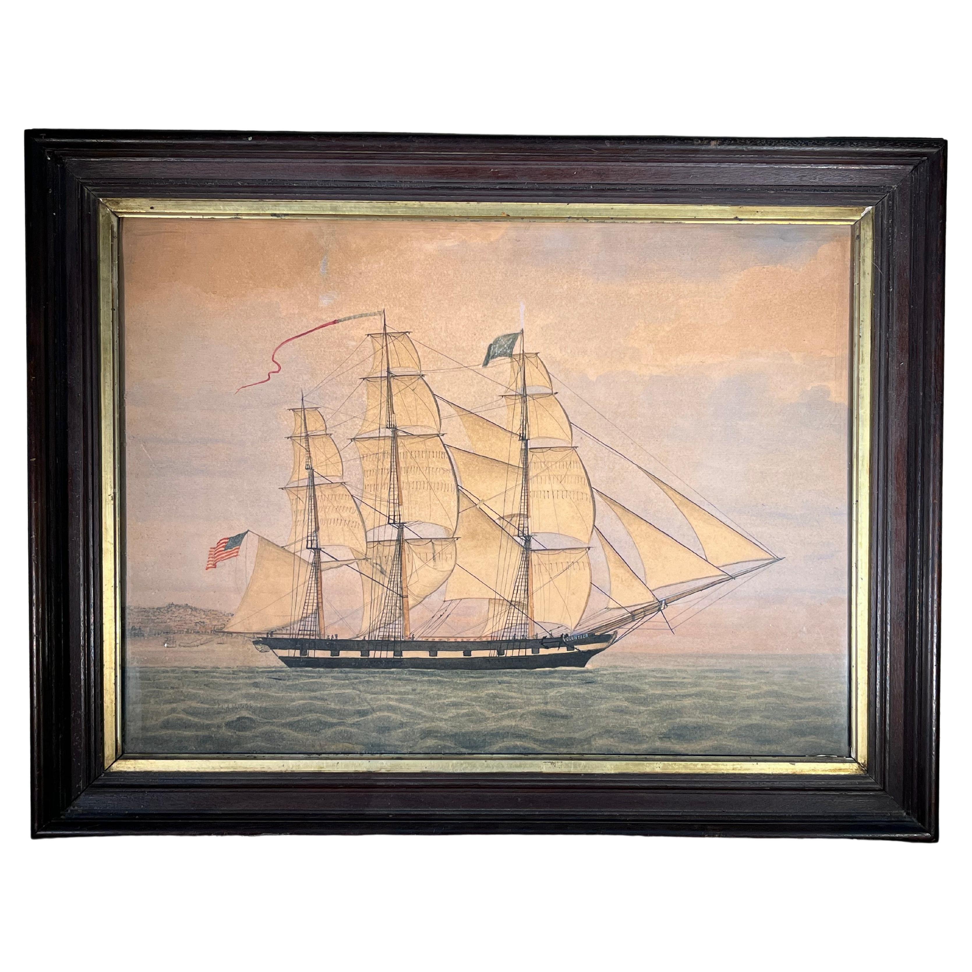 19th C. Ship Painting, “Volunteer”