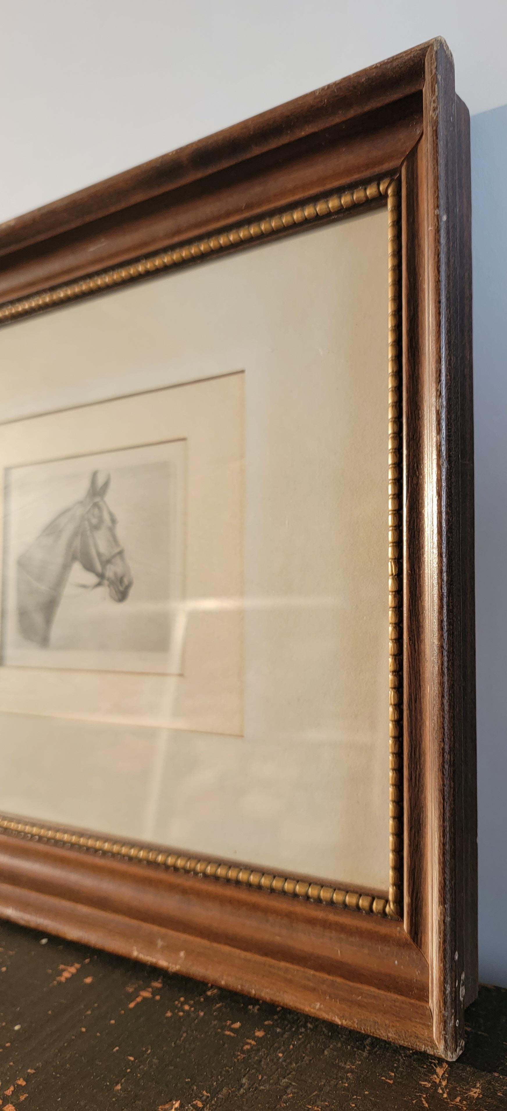 19th C Signed Framed Horse Litho In Good Condition For Sale In Los Angeles, CA