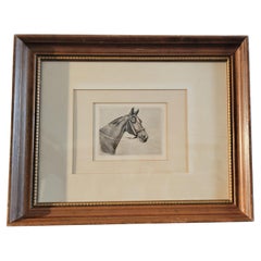 19th C Signed Framed Horse Litho