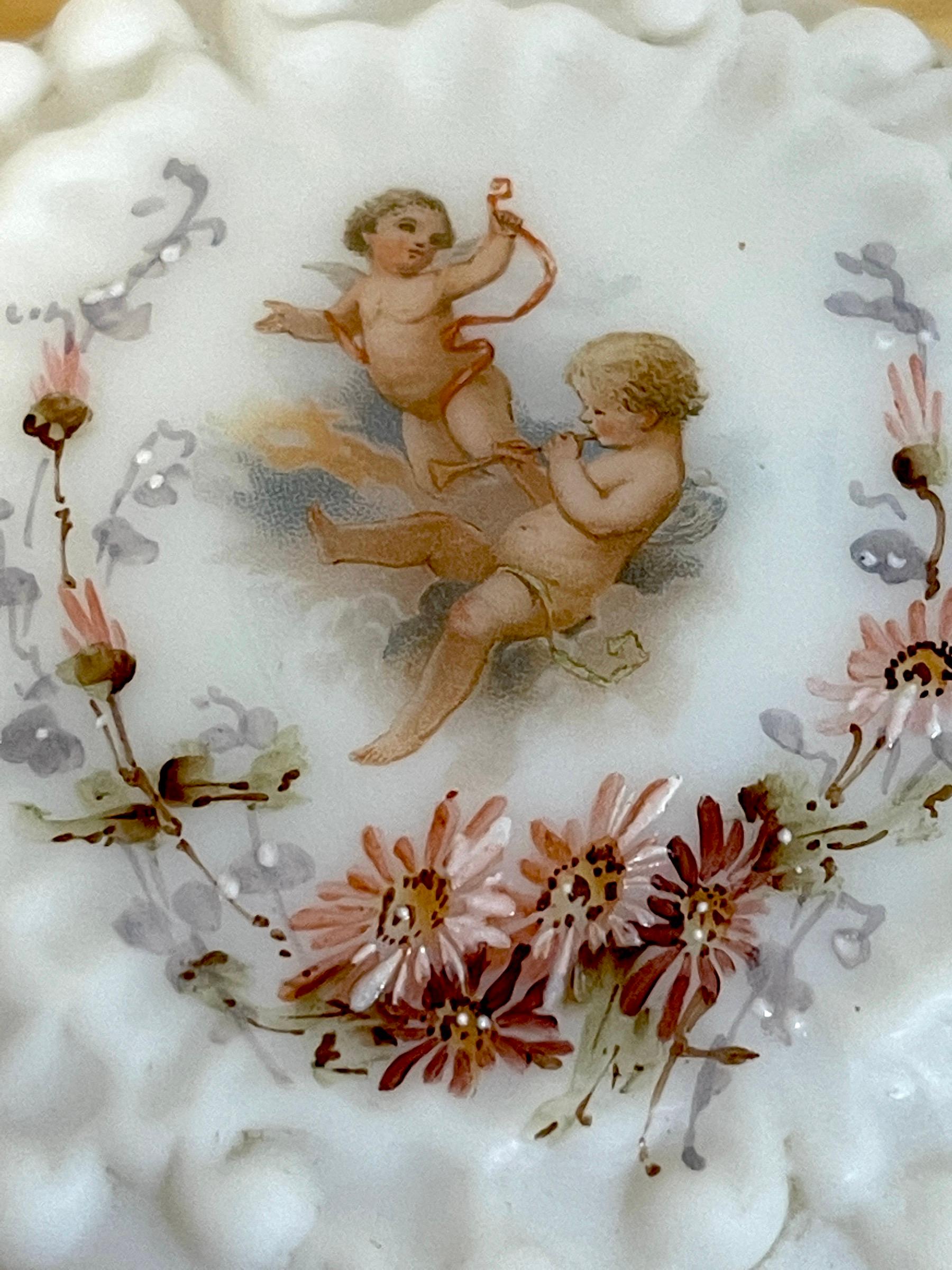 North American 19th C Signed Wavecrest Putti Motif Table Box