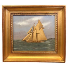 19th C. Silk Embroidered and Hand Painted Seascape by Thomas Willis, ca 1890
